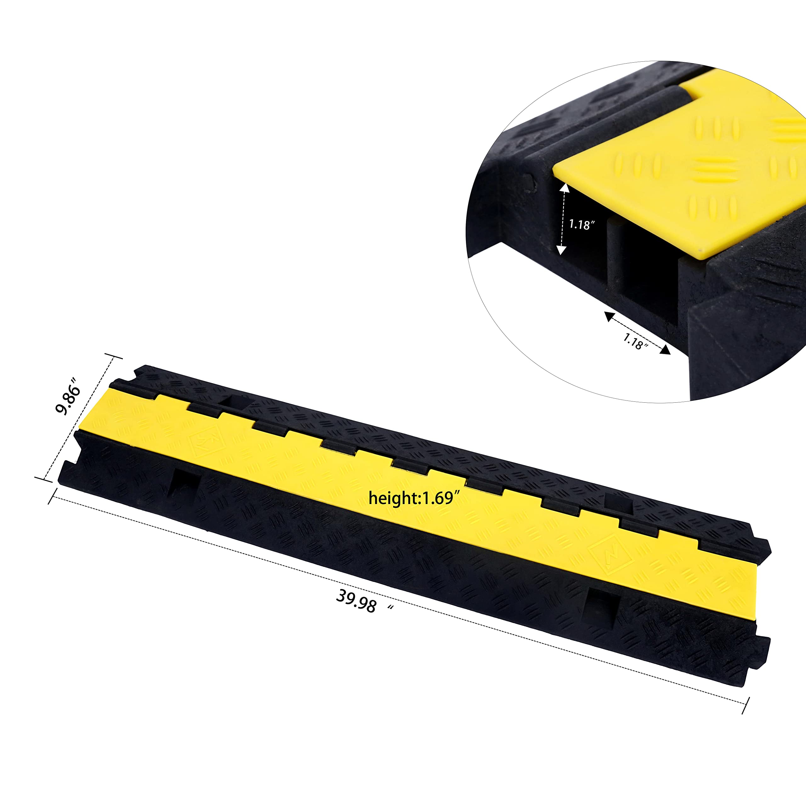 Yelack Cable Ramp Cable Protector Ramps Wire Hose Protective 2 Channel Traffic Rubber Plastic Cord Cover Speed Bump For Asphalt