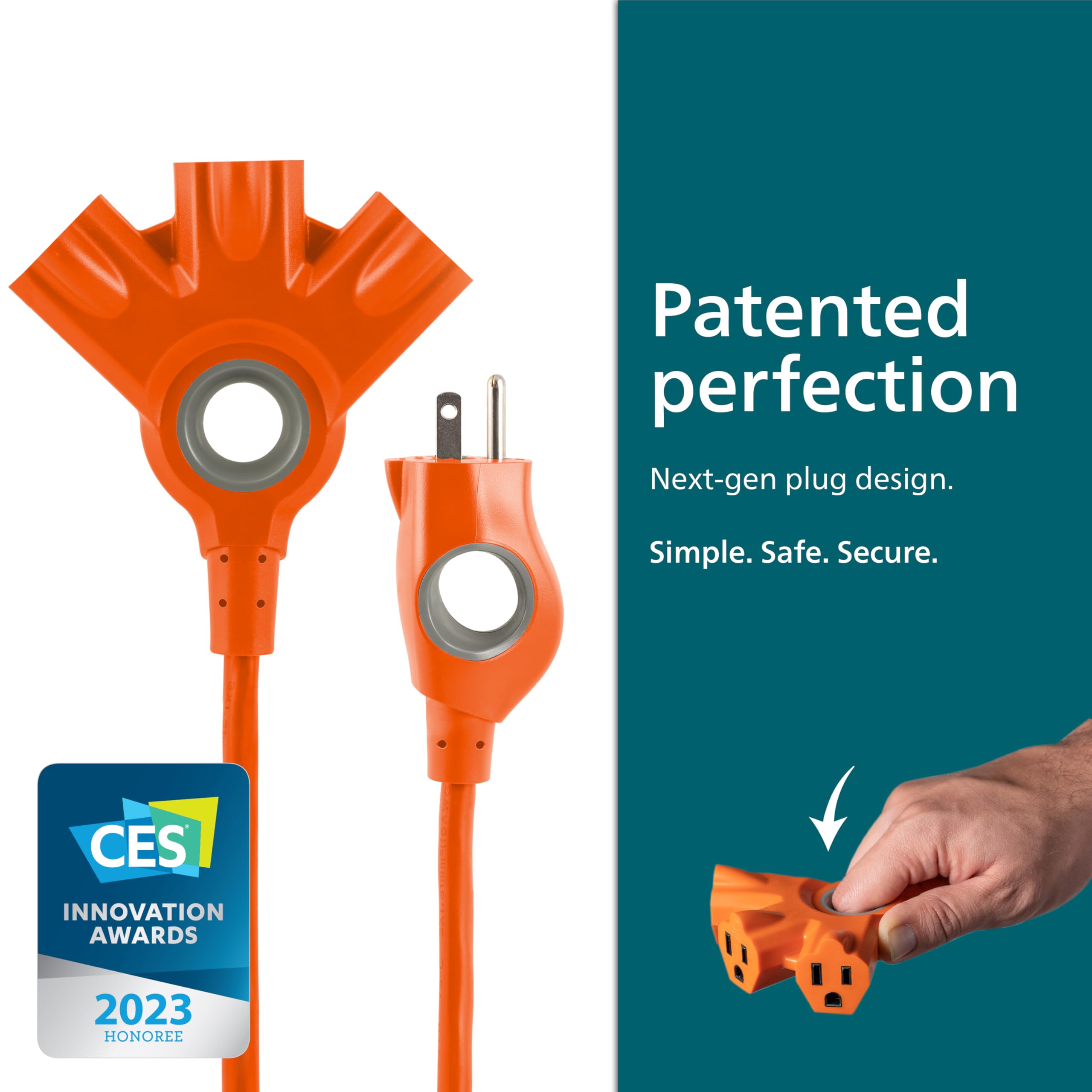 Philips Ezgrip Outdoor Extension Cord With Multiple Outlets, Grounded 3 Prong Cord, Long Extension Cord Indoor With Multiple Out