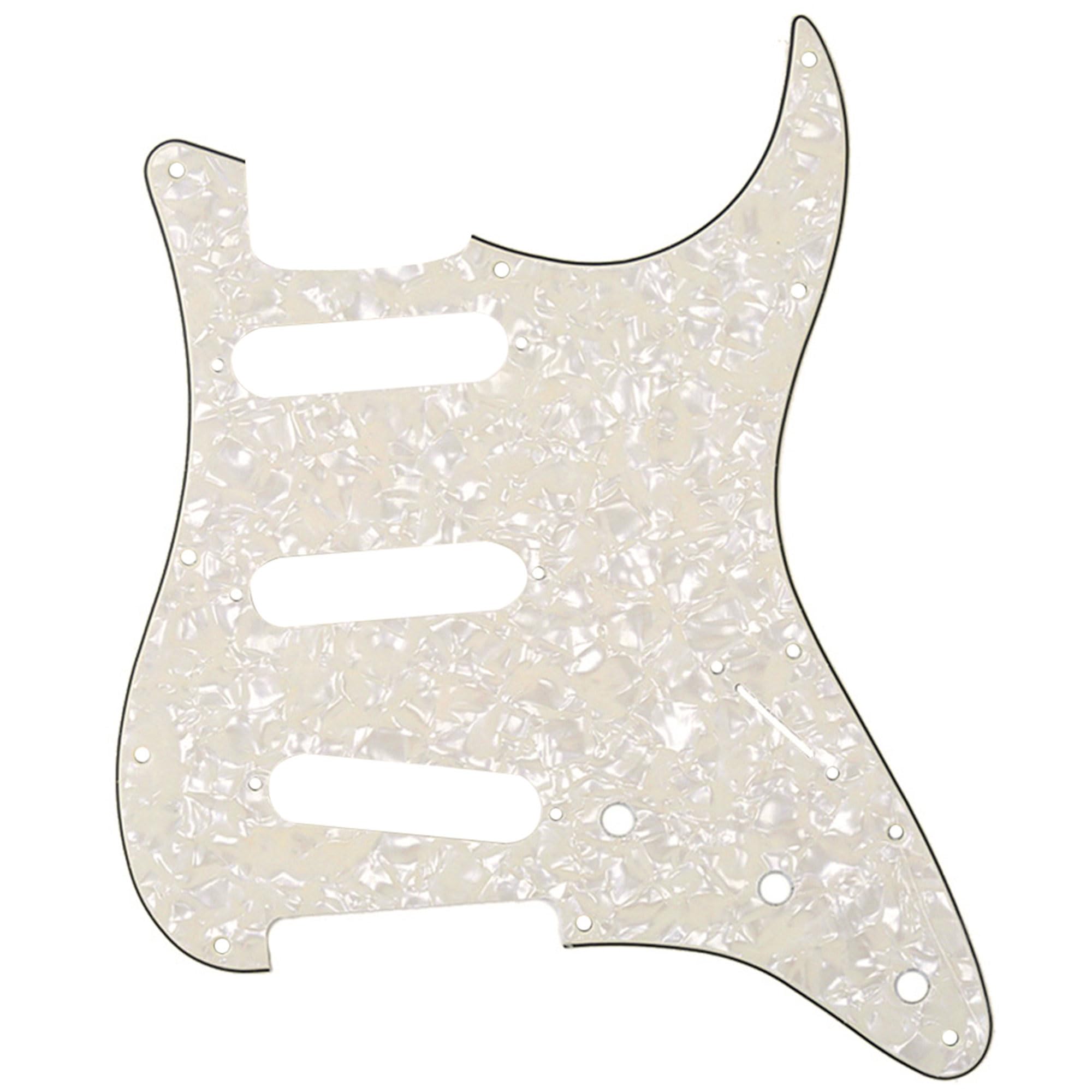 Musiclily SSS 11 Hole Electric Guitar Pickguard for American/Mexican Fender Stratocaster Standard Modern Style, 4Ply Parchment P