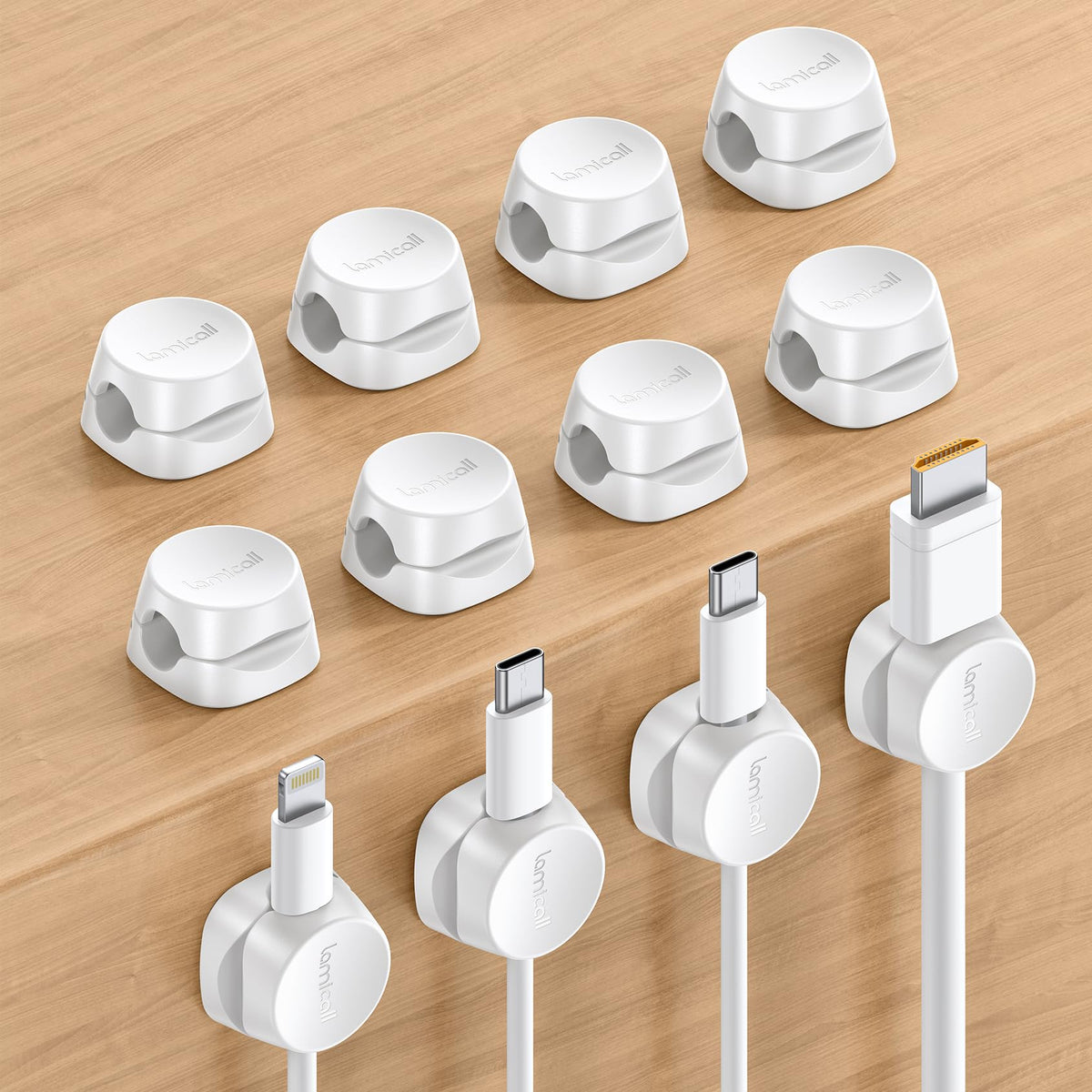 Cord Organizer [1S Lock] Spring Cable Holder Clips   Lamicall 12Pack Desk Cable Management Clips, Phone Charger Cord [Smooth Adj