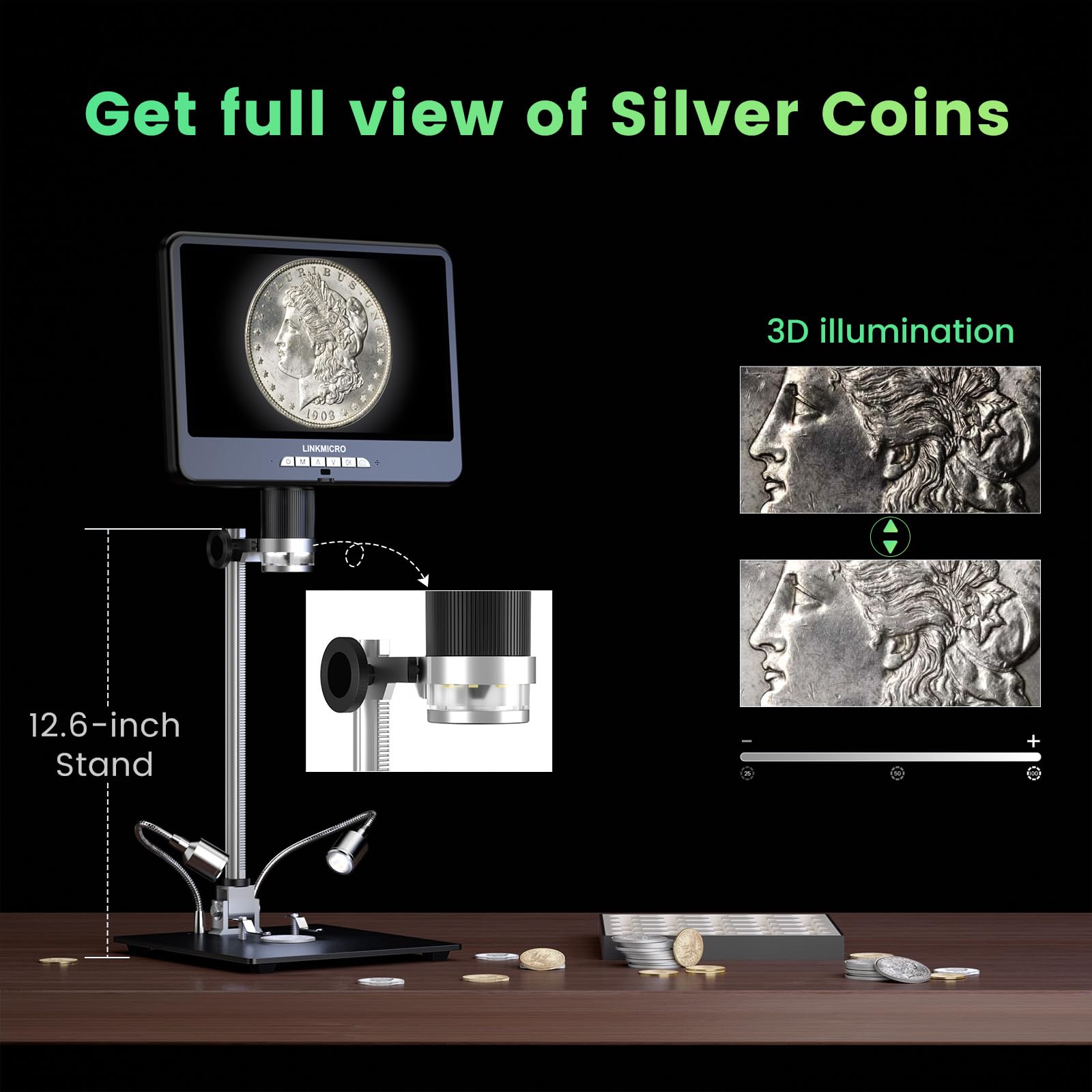 Linkmicro Lm210S 10.1'' 4K 60Fps Digital Microscope Hdmi For Electronics Repair, 4K Microscope For Soldering With Microphone, Hd