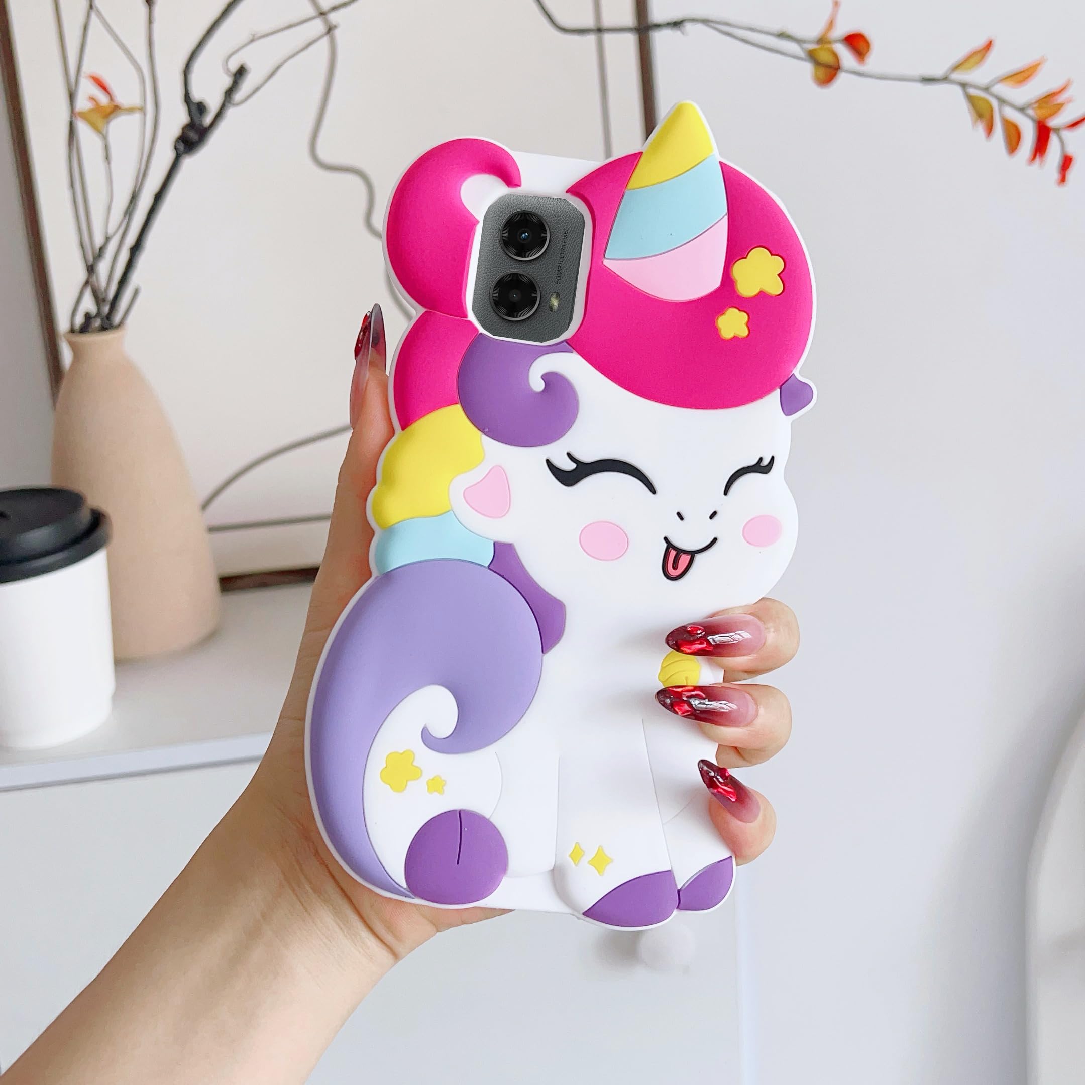 Wifantien 3D Cute Unicorn Soft Case For Moto G Stylus 5G 2024,Cartoon Kawaii Fashion Character Unicorn Horse Kids Girls Women So