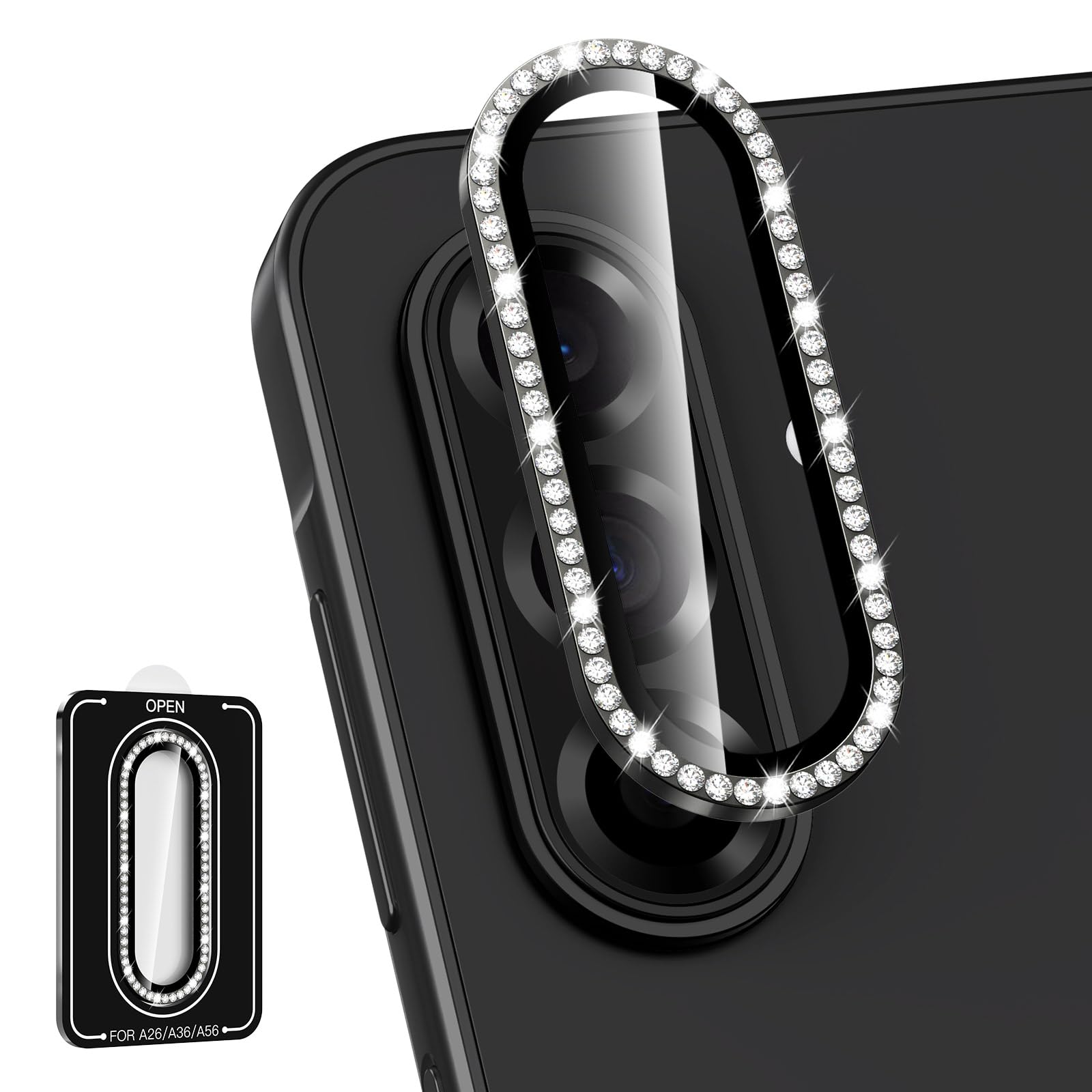 Avocase for Samsung Galaxy A36/A56 Camera Lens Protector, Individual Metal Ring Tempered Glass Lens Cover, [Strong Adsorption] S