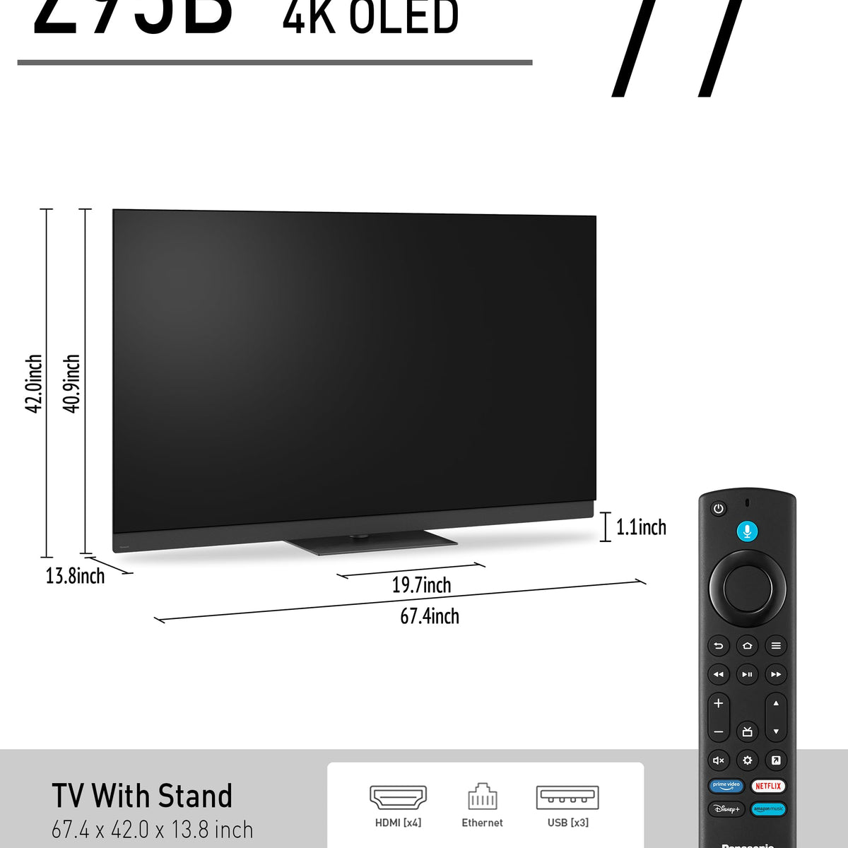 Panasonic Z95b PANASONIC Z95 Series (2025 Model) 77-inch OLED 4K Ultra HD Smart Fire ...