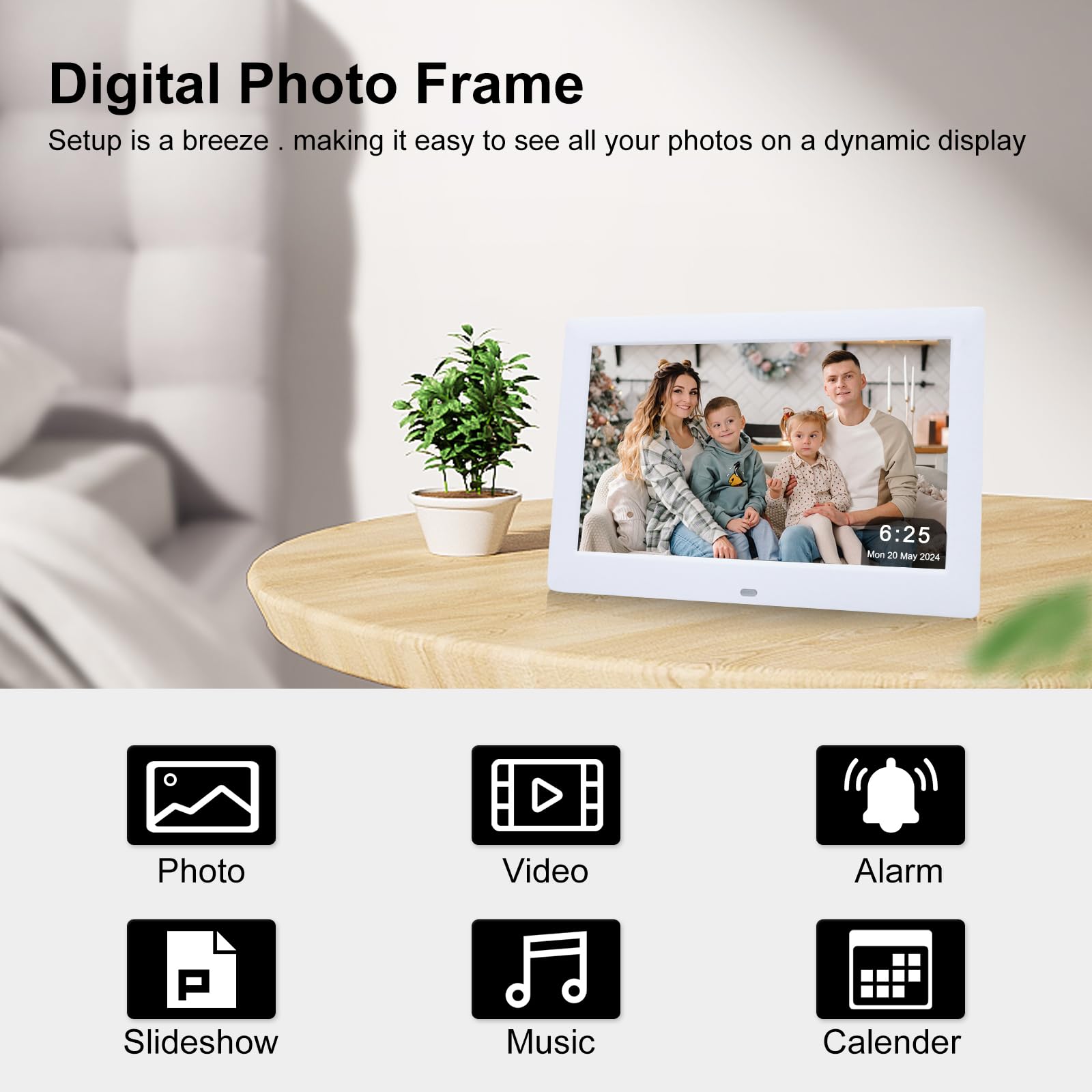 10 Inch Digital Picture Frame,Digital Photo Frames,Photo Video Player With Remote Control,Support Background Music,Multi Slidesh