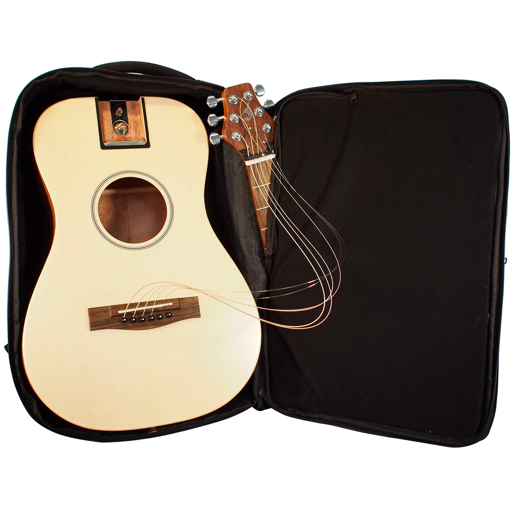 Journey Instruments Solid Sitka Travel Guitar   Pj410N Traveling Acoustic Guitar With Collapsible Patented System   Portable Bac