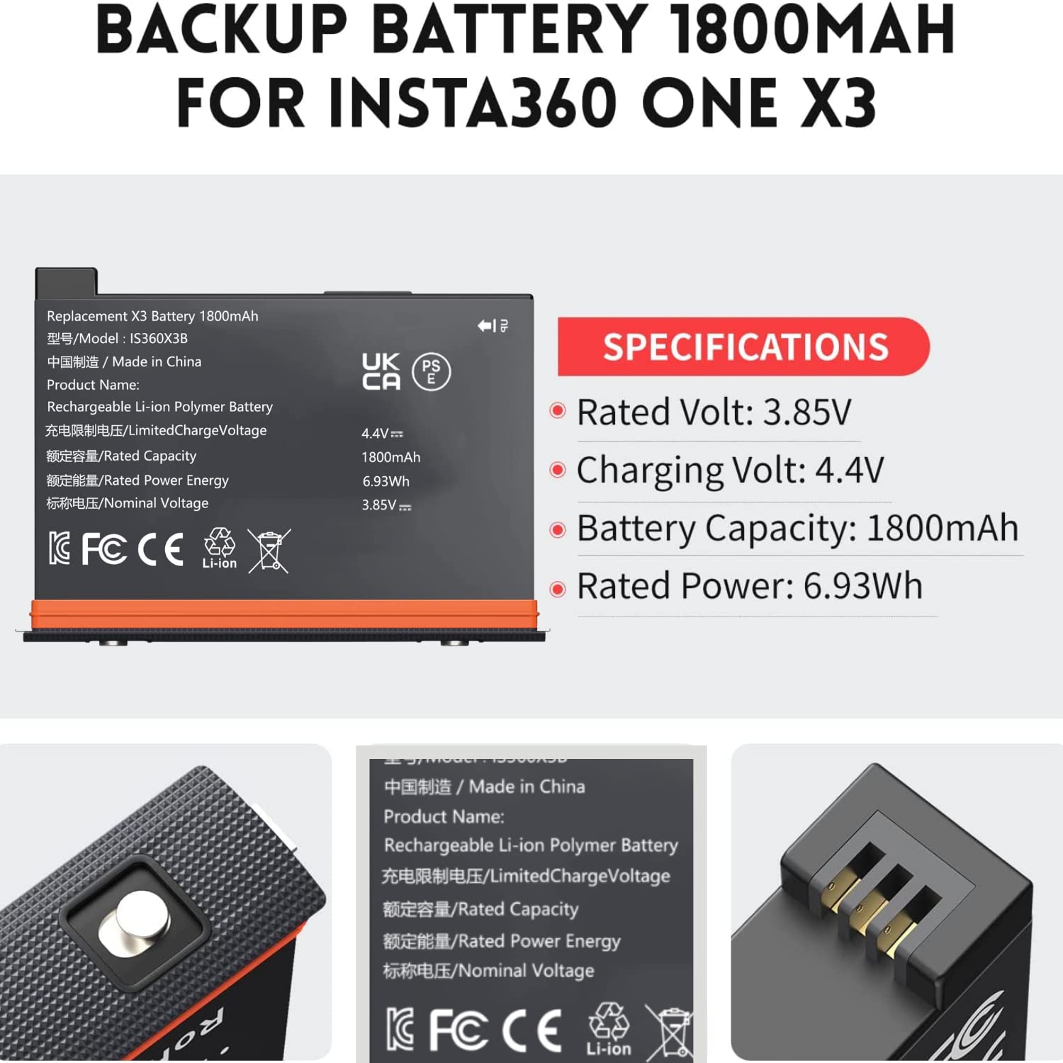 2 Packs Replacement Insta 360 X3 Battery 1800Mah And Battery 3 Channel Fast Charge Hub(Cinsaaq/A) Compatible With Insta 360 X3 A