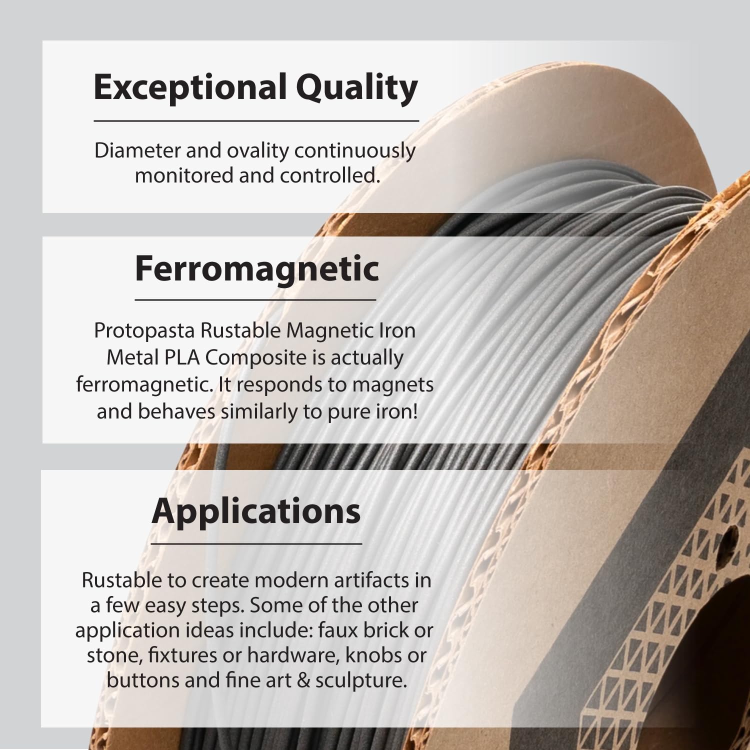 Protopasta Ferromagnetic Iron Pla 3D Printer Filament | Protoplant Metal Filled Pla Plastic Printer Filament With 45% Metal | Pa