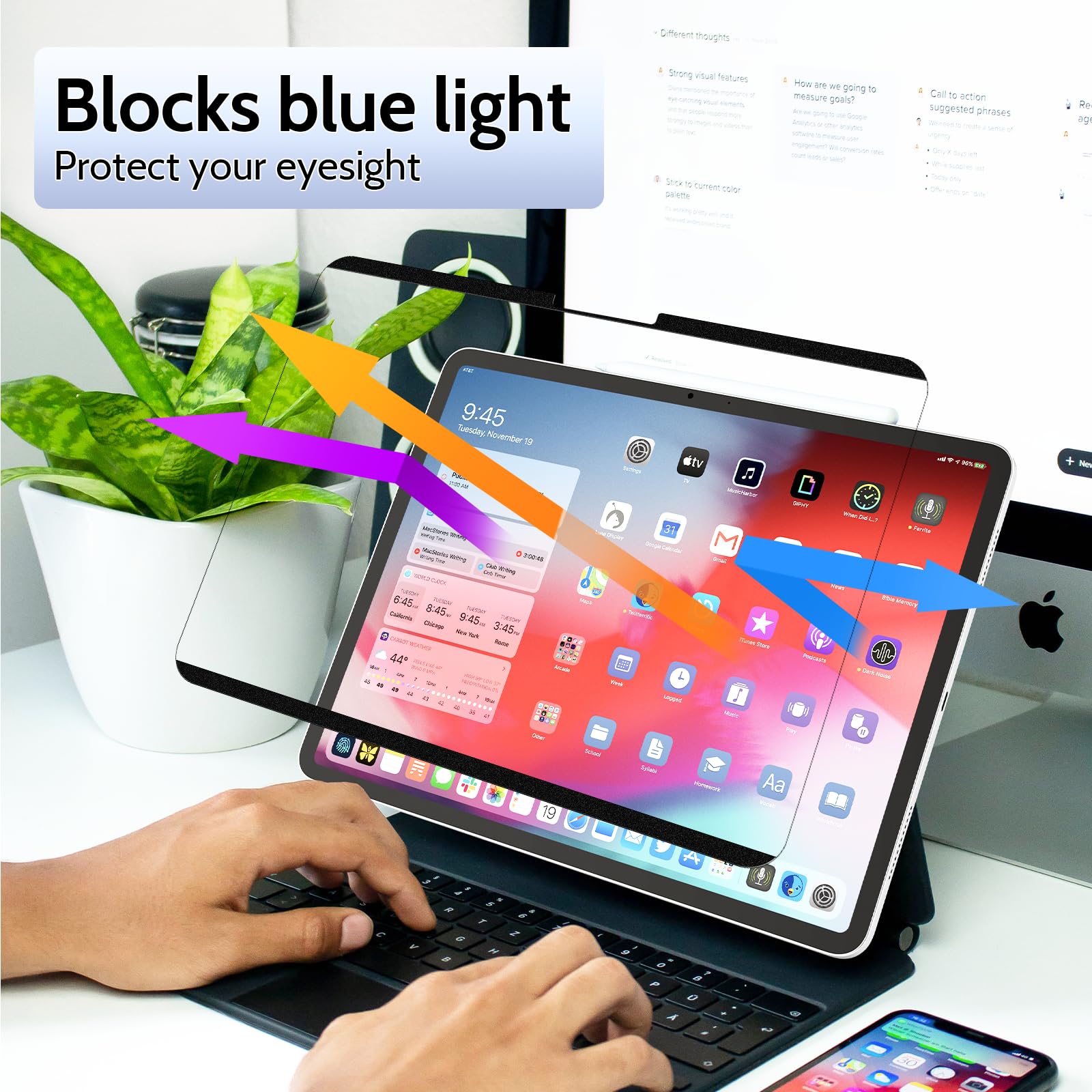 Peslv 2 Pack Magnetic Paperfilm For Ipad Air 6Th 11 Inch 2024, Feel Like Writing Drawing On Paper, Matte Removable Anti Glare Fi