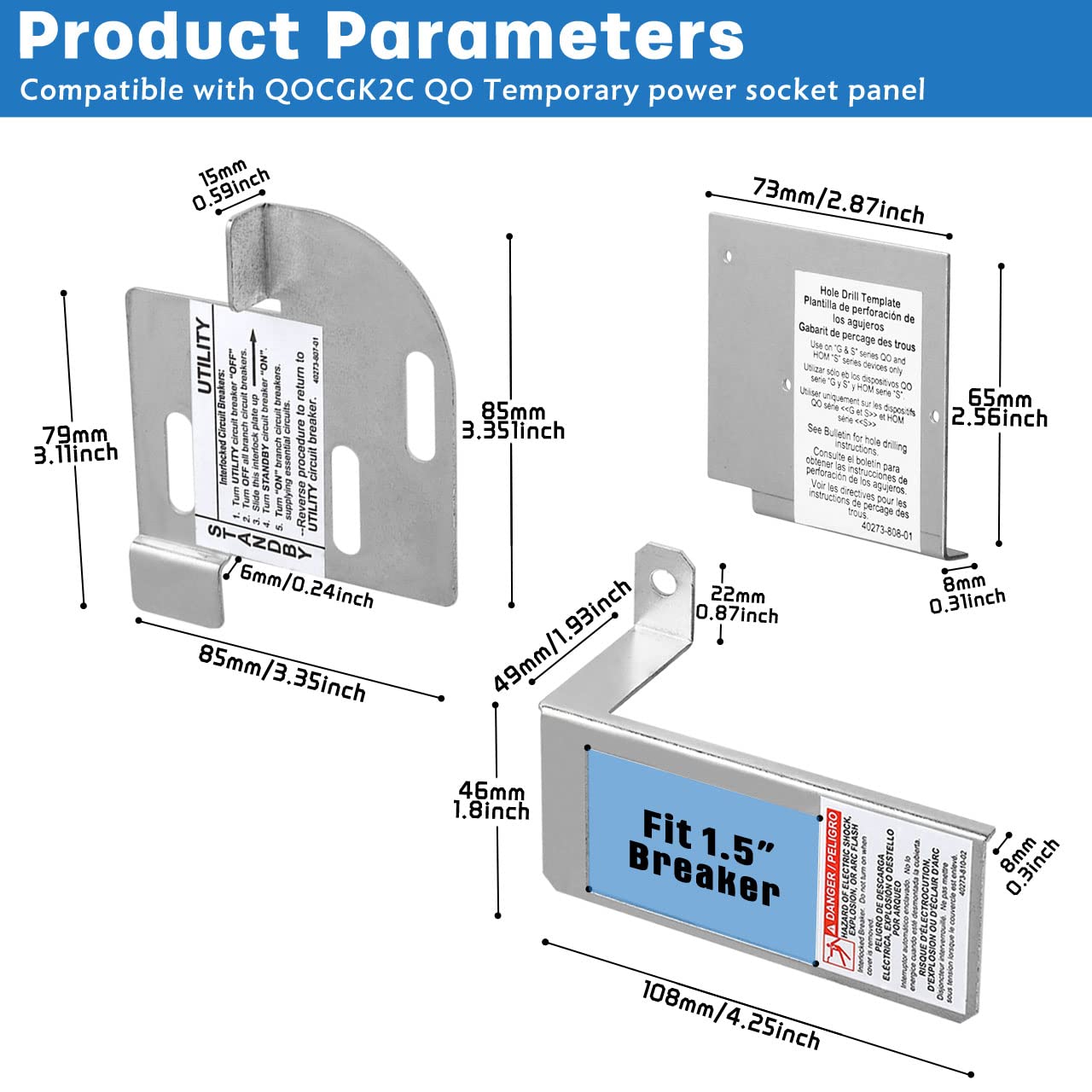Generator Interlock Kit Compatible With Square D Electric Qocgk2C Qo Cover Generator And Qom2 Frame Size Main Breaker