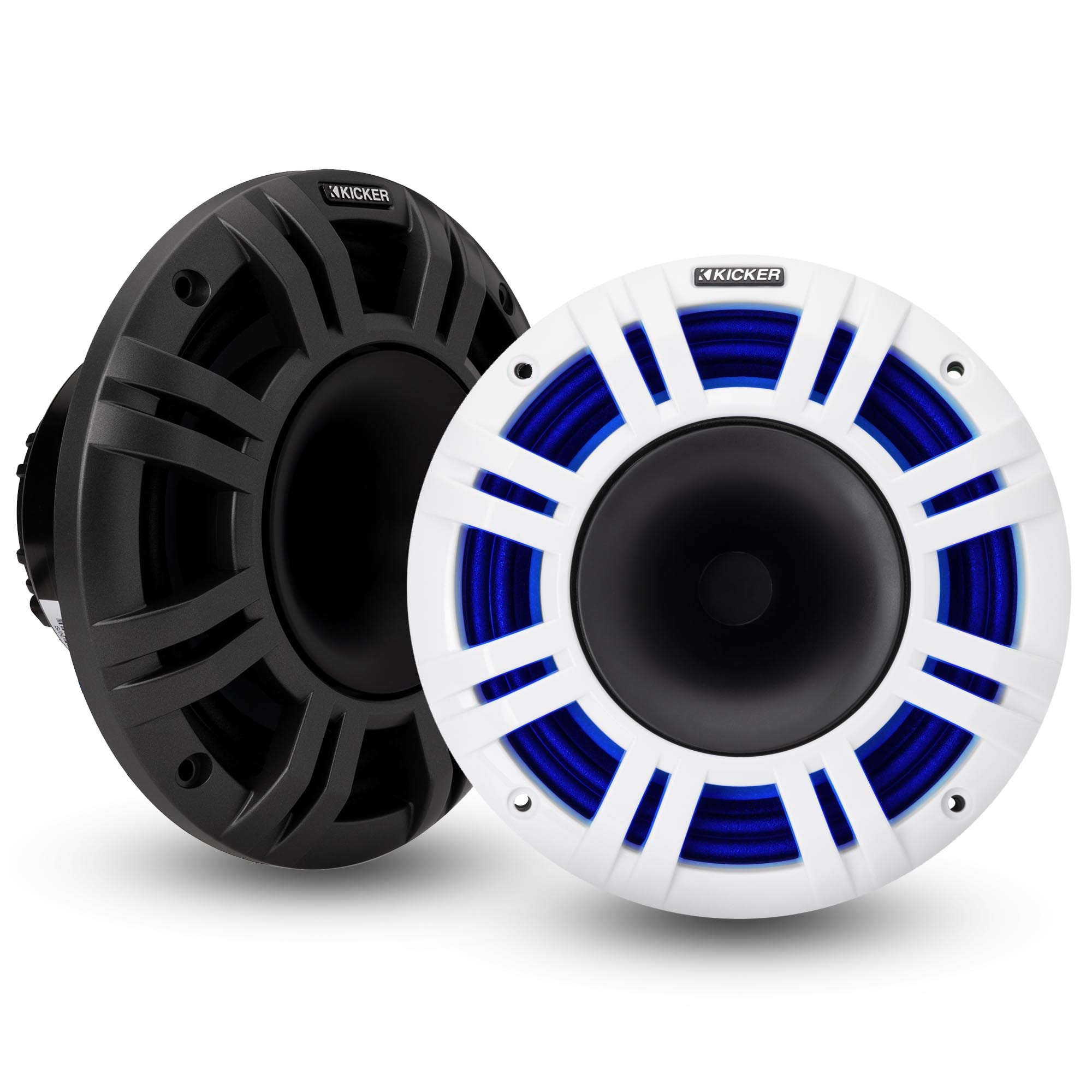 KICKER 48KMXL8 8 4-Ohm RGB LED KMXL Horn-Loaded Marine Coaxial Speakers, Pair