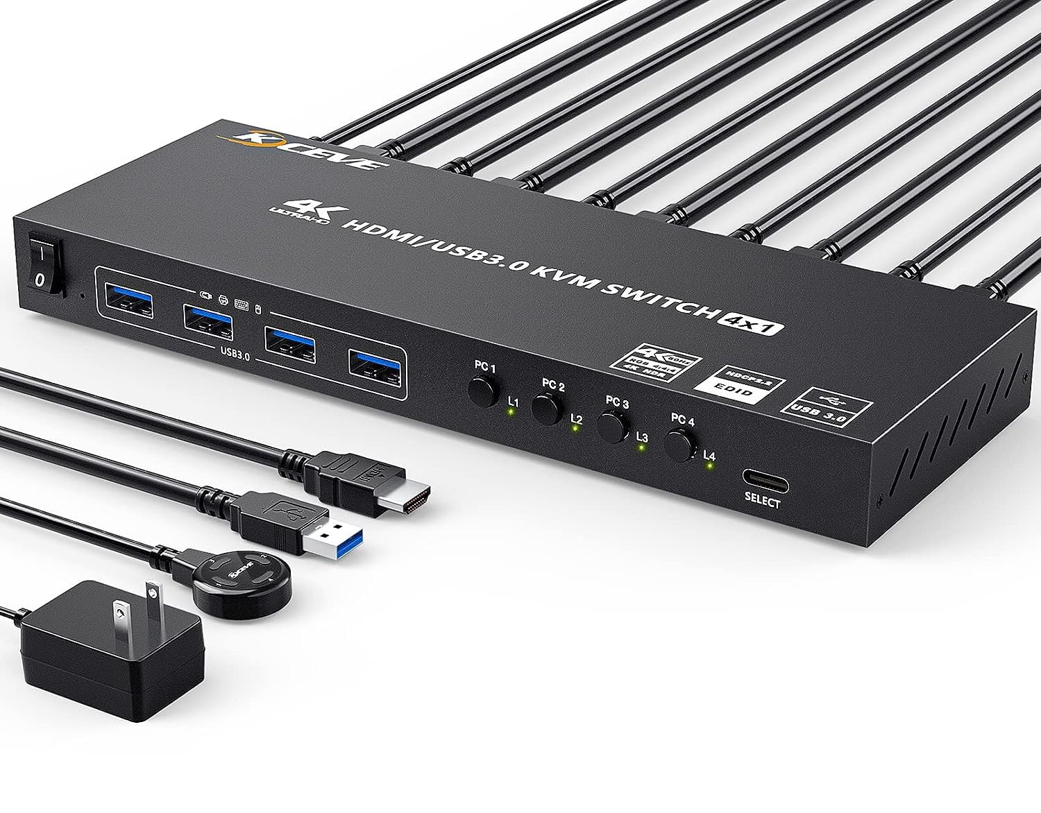 Usb 30 Kvm Switch Hdmi 4 Port Support 4K@60Hz 2K@120Hz Simulation Edid,Mleeda Hdmi Usb Switch For 4 Computers Share 1 Monitor An