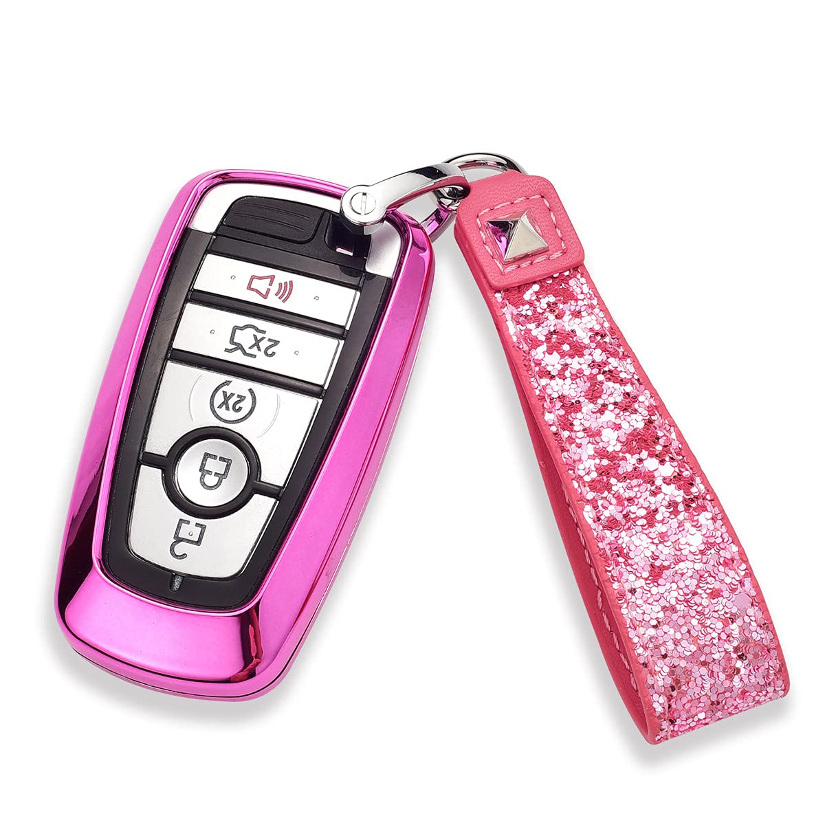 Royalfox(Tm) 3 4 5 Buttons 3D Bling Keyless Entry Remote Smart Key Fob Case Cover For 2017 2018 2019 2020 2021 2022 Ford Mustang