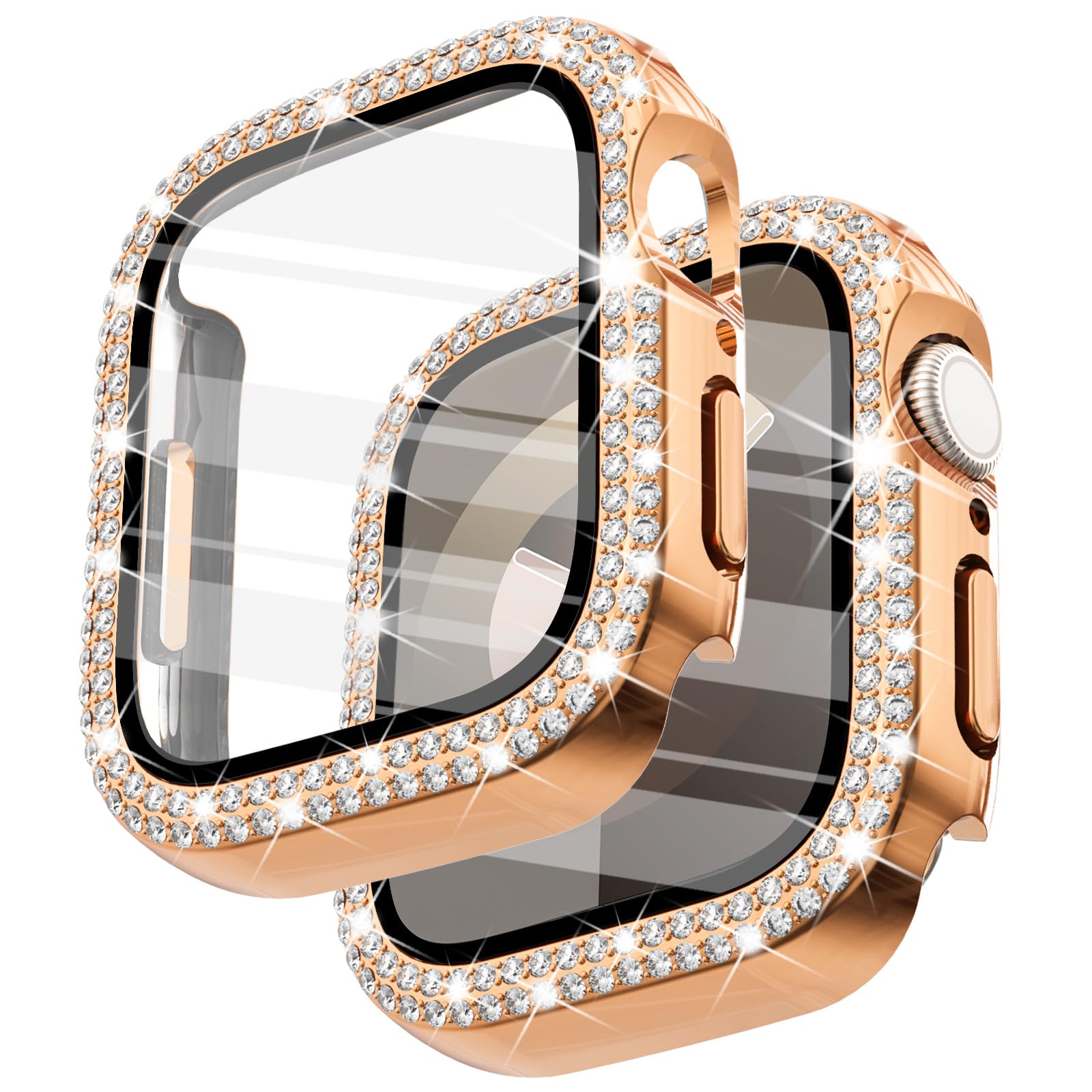 Surace 45Mm Case Compatible With Apple Watch Series 9 Series 8 Series 7 Case With Screen Protector, Bling Diamond Overall Protec