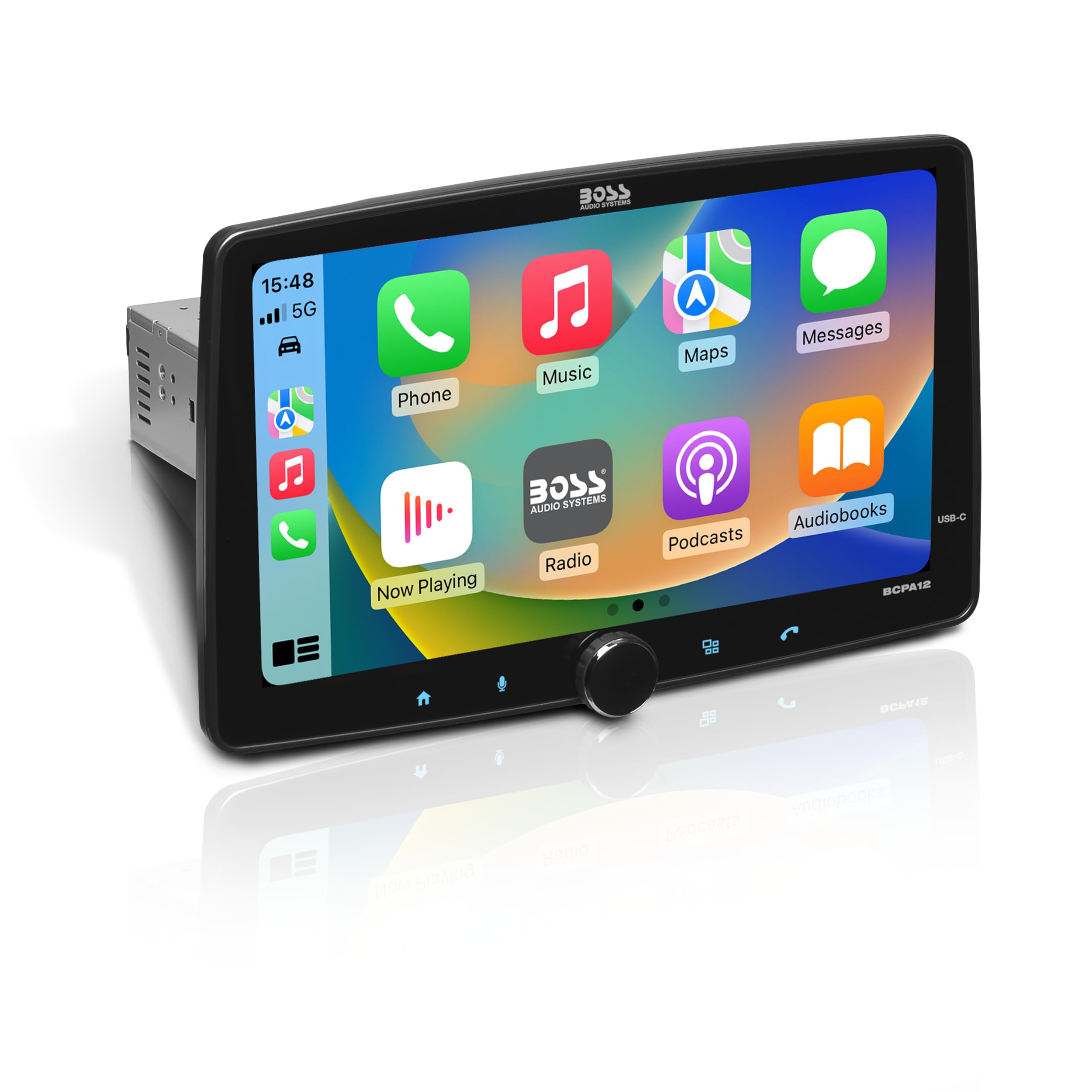 BOSS Audio Systems BCPA12 Single Din Car Stereo - Apple CarPlay, Android Auto, 12 Inch Touchscreen, Bluetooth, No DVD CD Player,