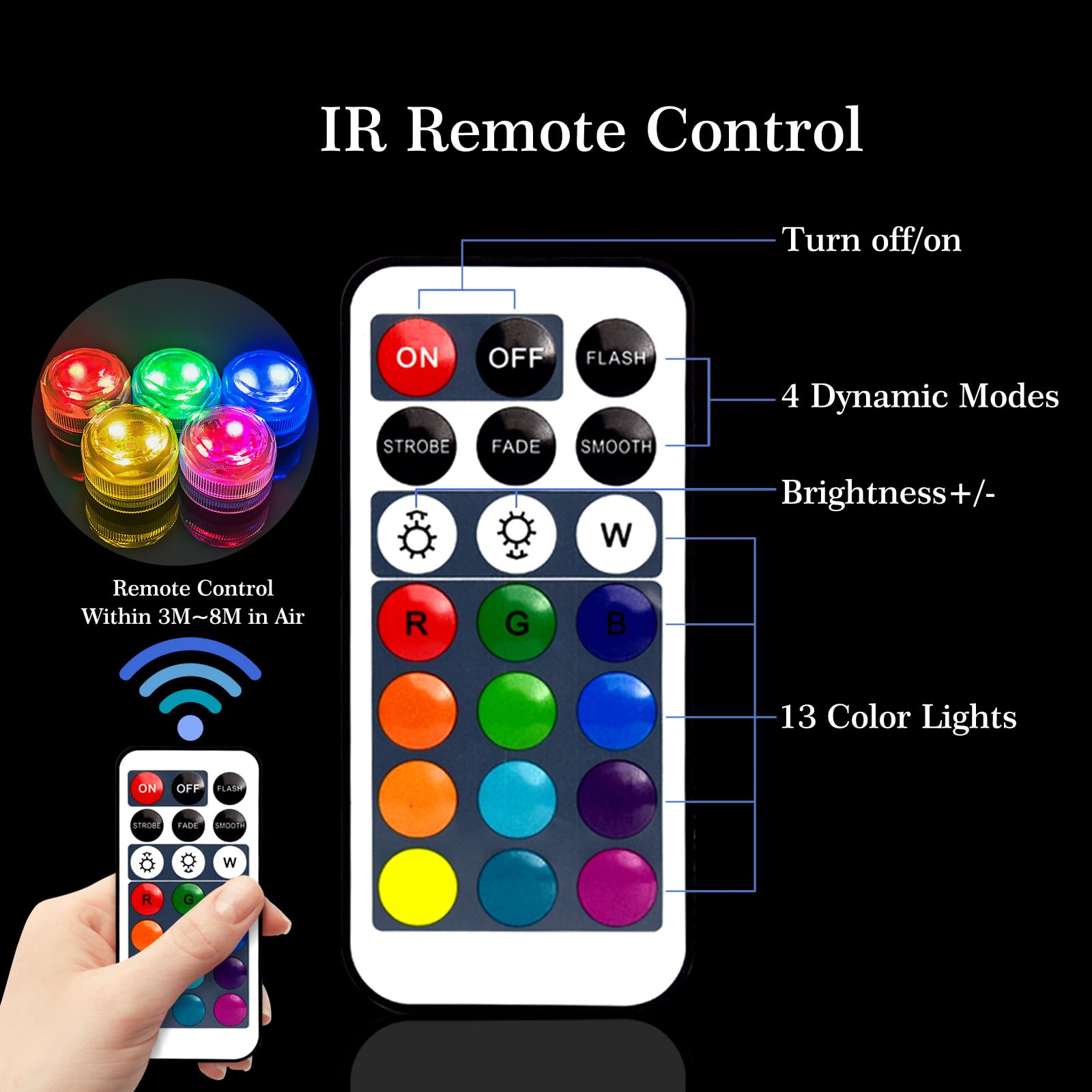 Idyl Light Submersible Led Lights With Remotes, Waterproof Tea Lights Candles Battery Operated Rgb Color Changing Small Led Ligh