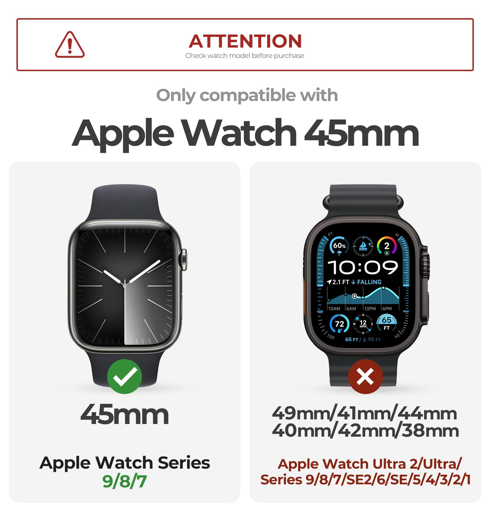 Dexnor For Apple Watch Series 9/8/7 [45Mm] Band With Case, Series Se2/Se/6/5/4 [44Mm] Band, [Built-In 2 Sets Tempered Glass Scre