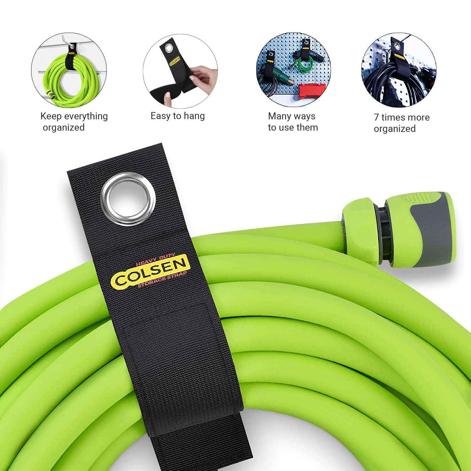 Colsen Extension Cord Holder   Heavy Duty Garage Organization Storage Straps   Cable Keeper Wire Holder Outdoor Rope Strap Hose