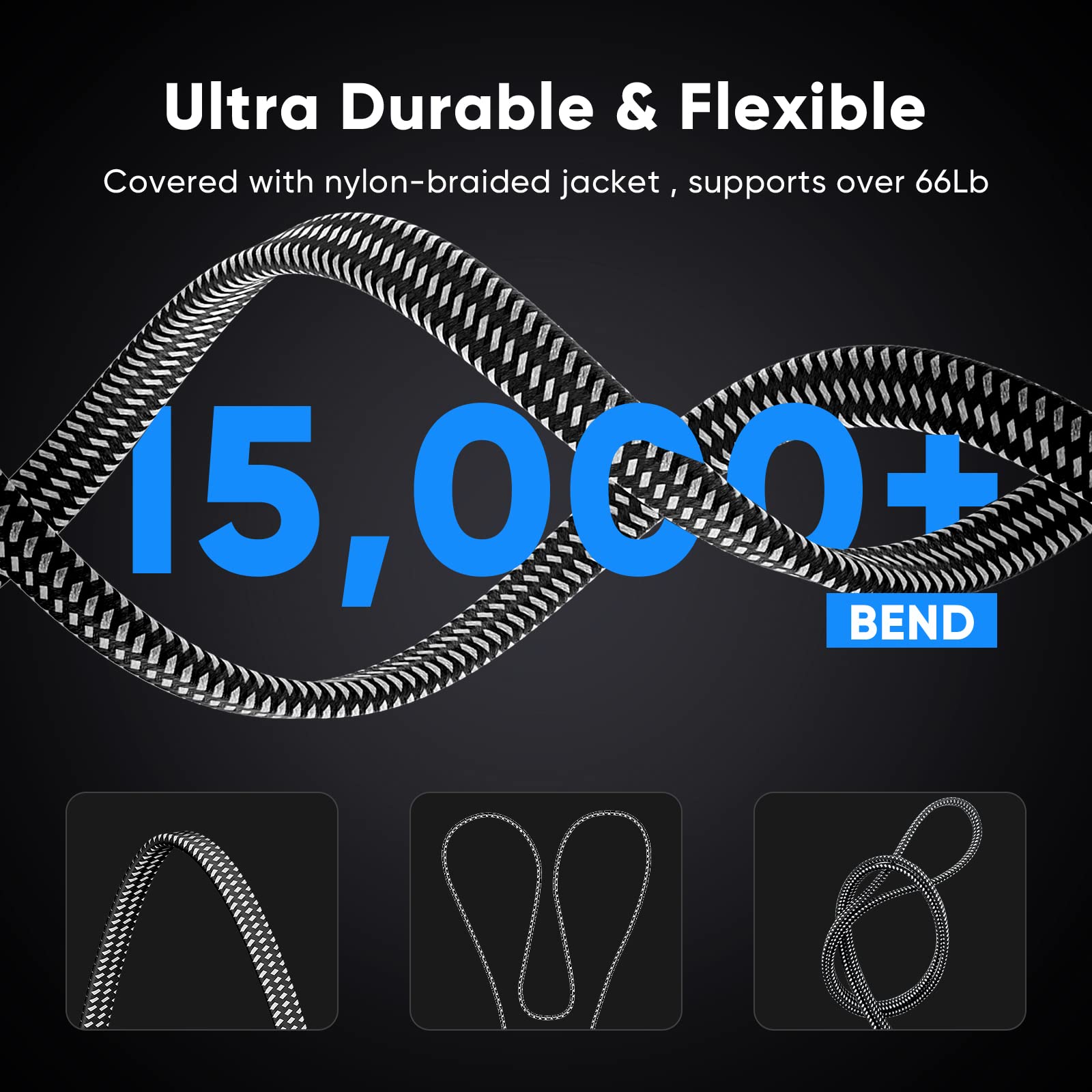 Ariskeen Cat 8 Ethernet Cable 30 Ft, Nylon Braided High Speed Cat8 Network Lan Patch Cord, 40Gbps 2000Mhz Shielded Rj45 Flat Int