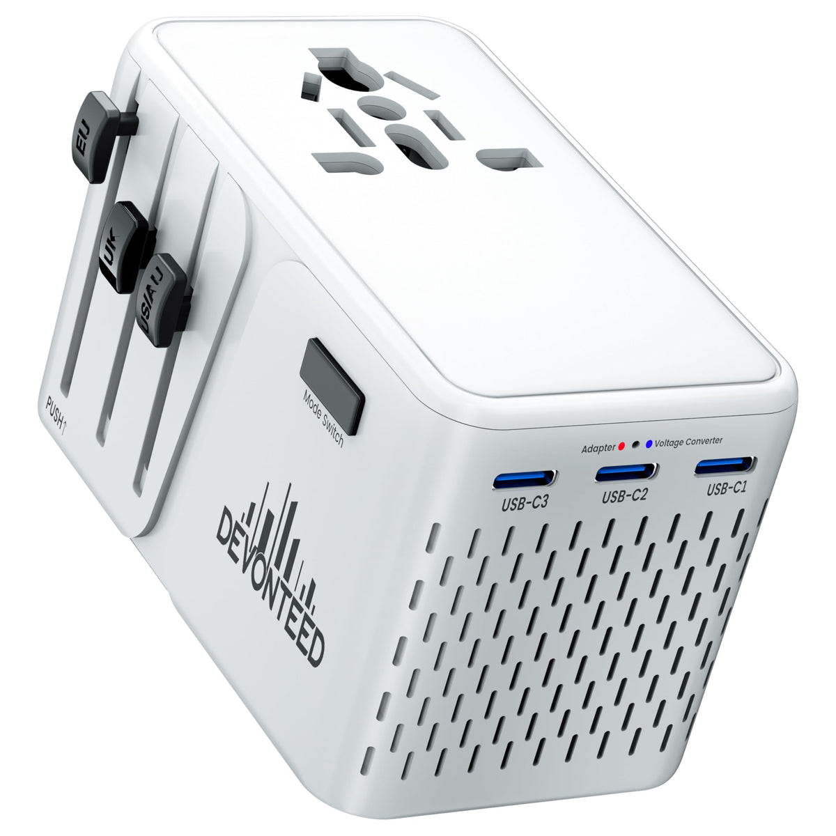 220V To 110V Travel Voltage Converter, Universal Travel Adapter With 3 Usb C And 1 Usb A, International Power Adapter Voltage Co
