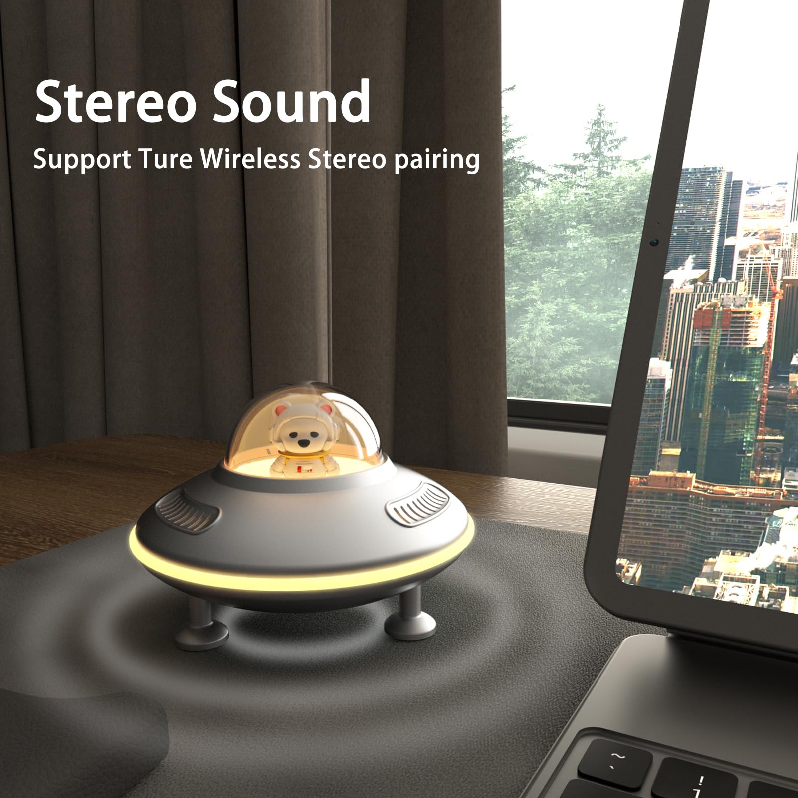 Baolira Small Speakers Bluetooth Wireless, Night Lights Bluetooth Speaker, Cute Speaker With Bluetooth 5.4, Usb Disk&Aux&Tf Card Input, Birthday Gifts For Men,Teen Boys, Cool Stuff For Room   Silver