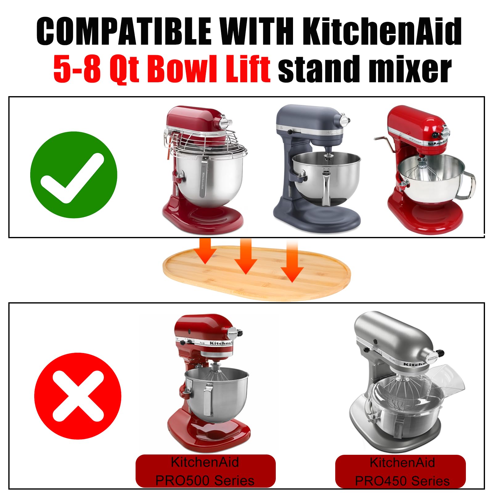 Mixer Sliding Slider Compatible With Kitchenaid Bowl Lift Mixer   Bamboo Kitchen Countertop Storage Mover Sliding Caddy Moving T