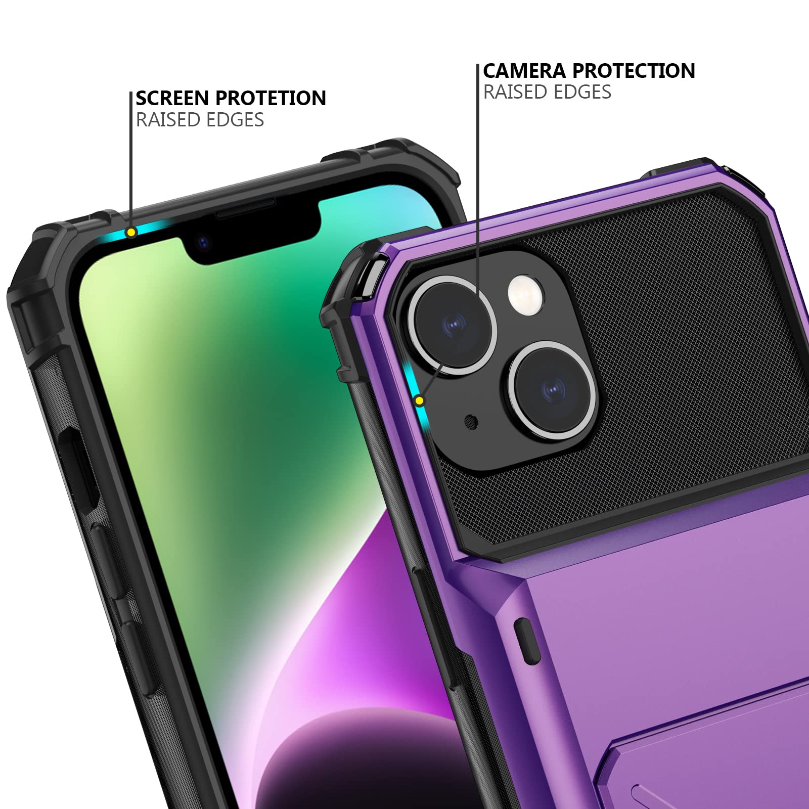 Nvollnoe For Iphone 14 Case With Card Holder[Store 5 Cards] Dual Layer Heavy Duty Shockproof Iphone 14 Wallet Case With Hidden C