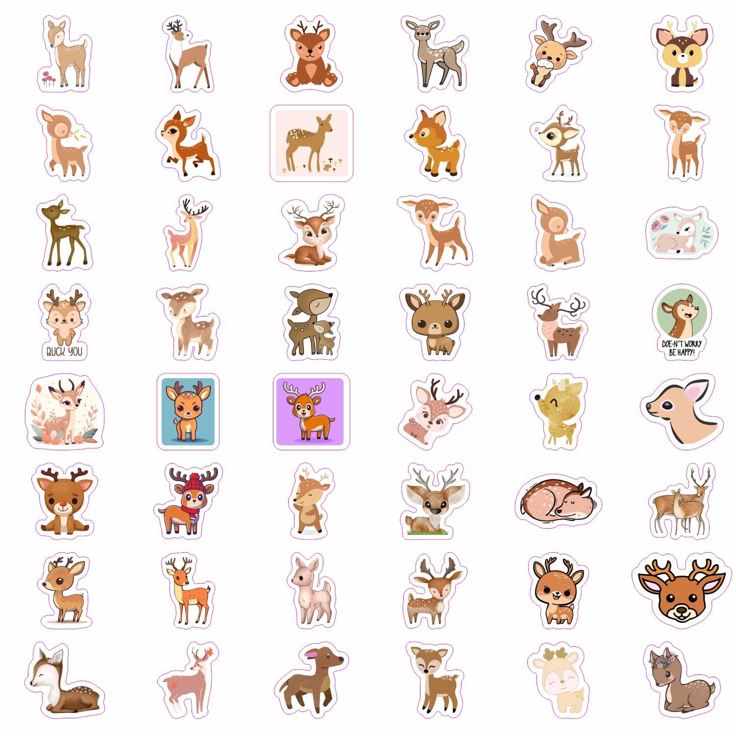 100Pcs Deer Stickers And Decals   Woodland, Gold, Whitetail, White Deer Stickers For Water Bottles & Laptops   Deer Birthday Par