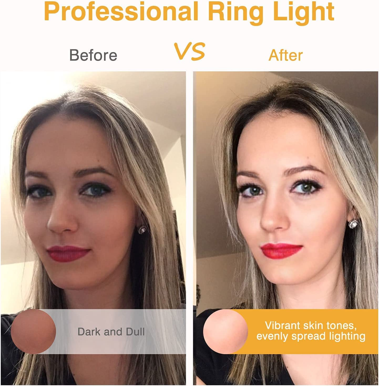 Clip On Ring Light, Kimwood Rechargeable 60 Led Selfie Ring Light For Phone, Laptop, Tablet (3 Models, 5 Level Brightness)