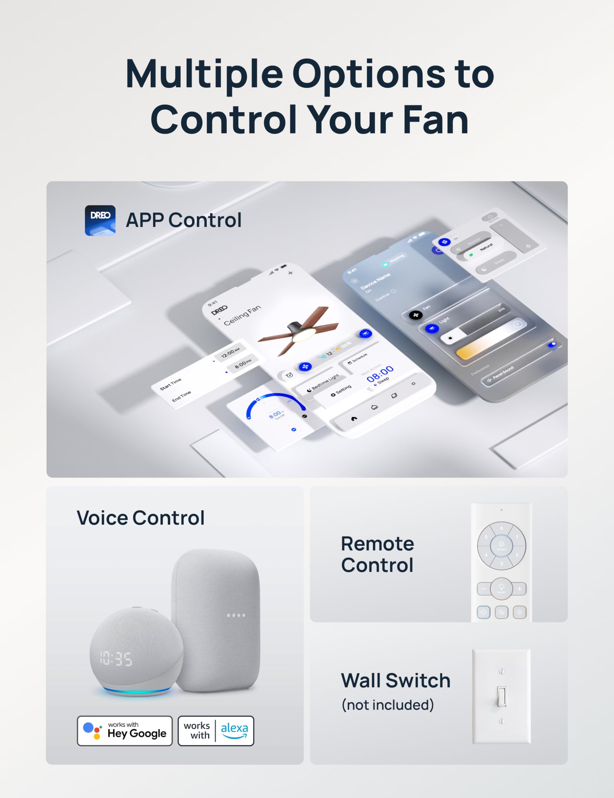 Dreo Ceiling Fans With Lights, 12 Speeds & 3 Fan Modes, Quiet Dc Motor, Low Profile Easy To Install, Flush Mount Smart Ceiling F