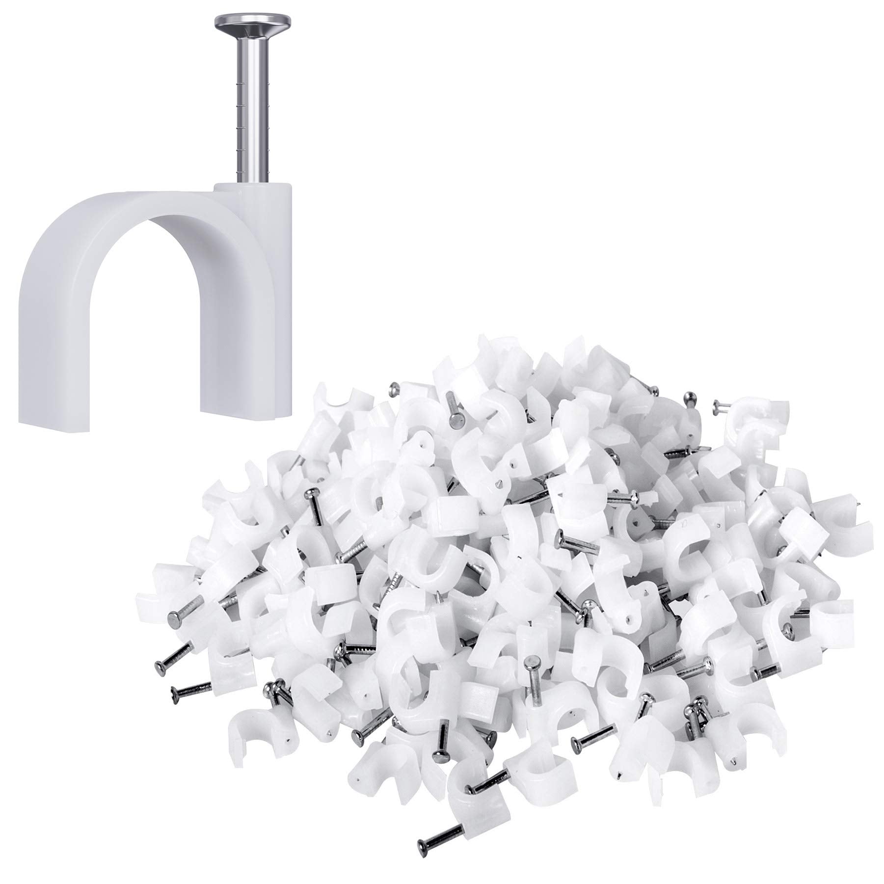 Darller 200 Pack Nail In Cable Clips Ethernet Cable Nails Tacks Clips 7Mm For Cat6 Cable   White