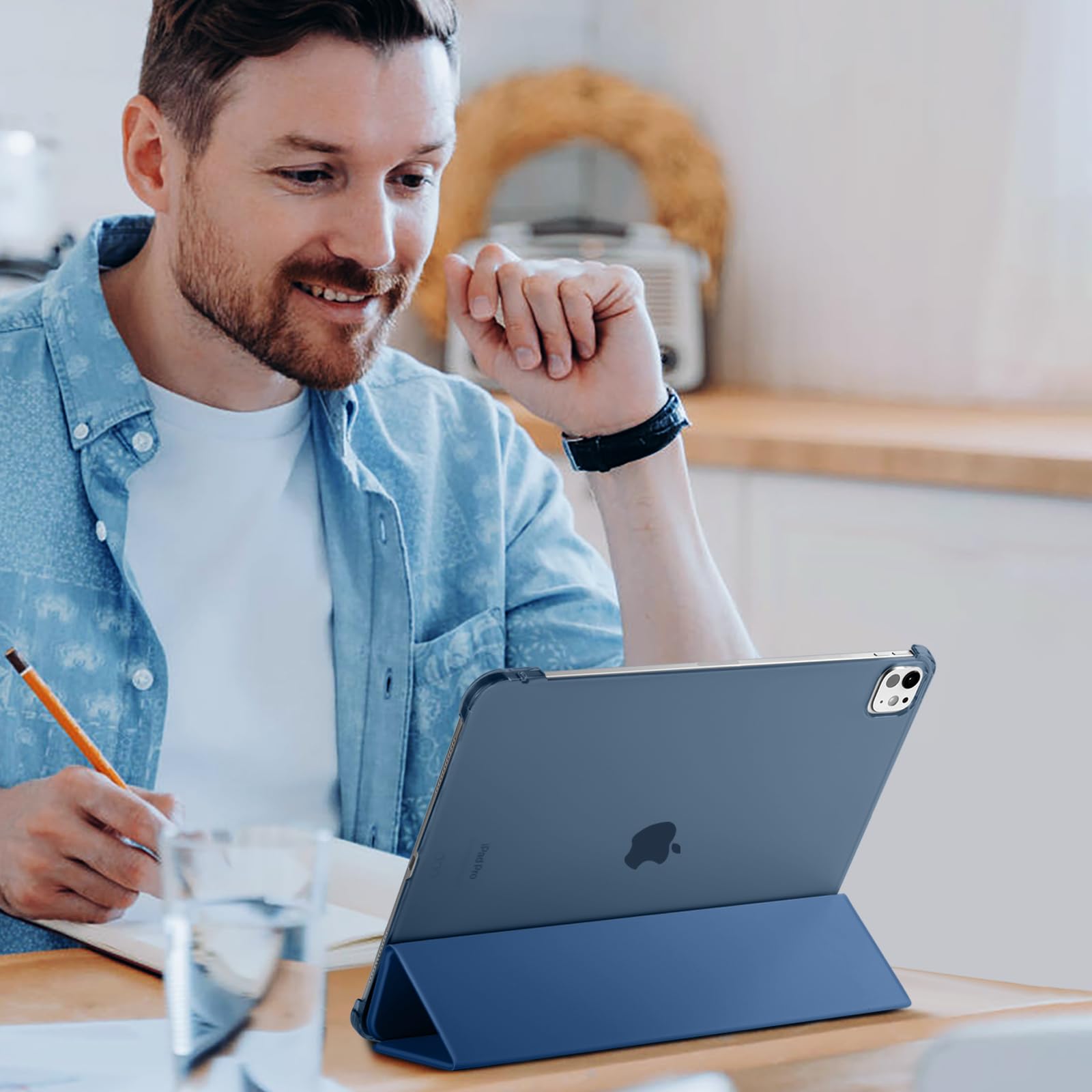 Mastten For Ipad Pro 13 Inch Case 2024 M4, Slim Trifold Stand For Ipad 13 Pro Case, Hard Pc Translucent Back Shell Cover For Ipa