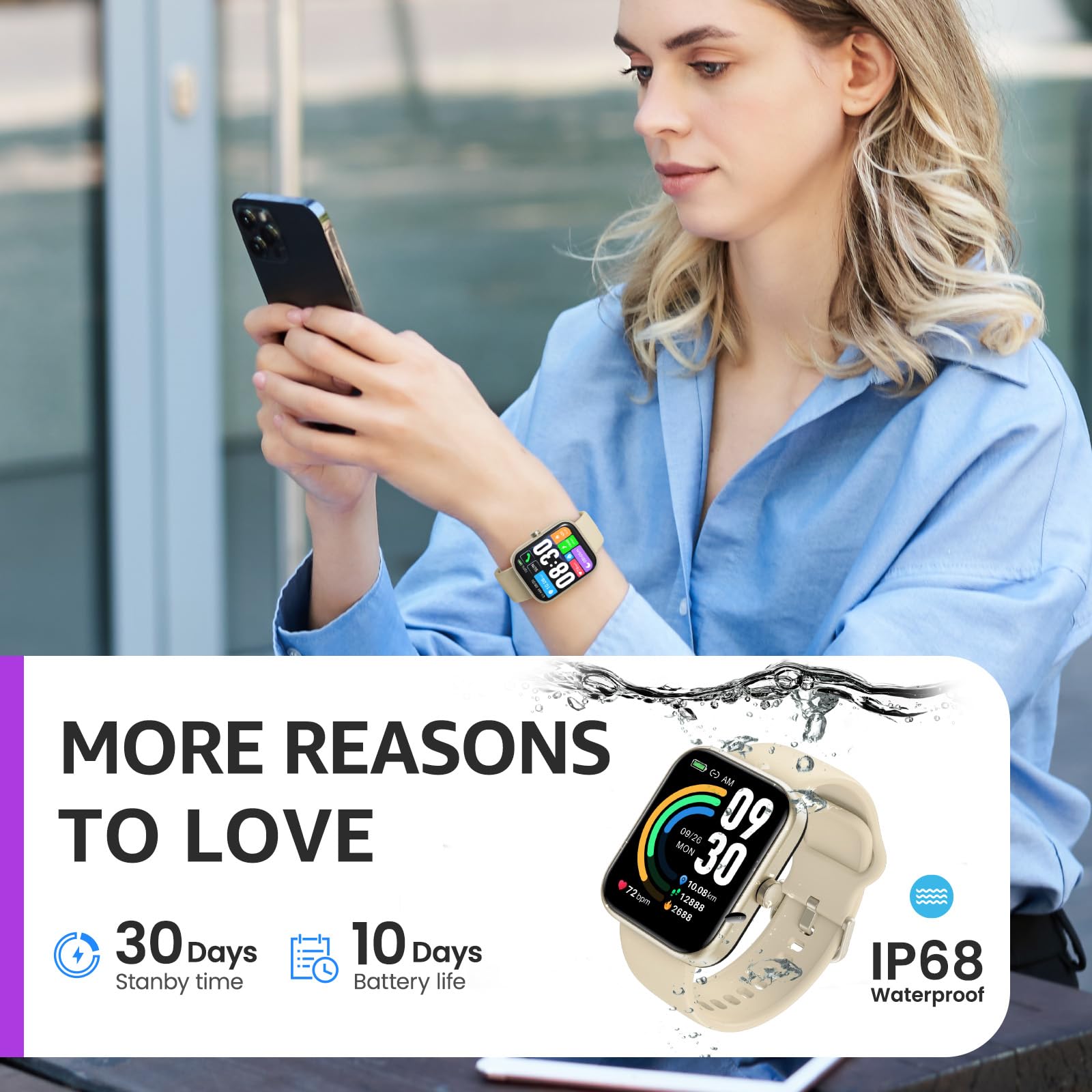 Tozo 2024 New Upgraded Smart Watch For Men Women For Iphone & Android, 1.83' Fitness Tracker Bluetooth Call [Answer/Make], Ip68 Waterproof With Heart Rate/Spo2/Sleep Monitor, 100+ Sport Modes