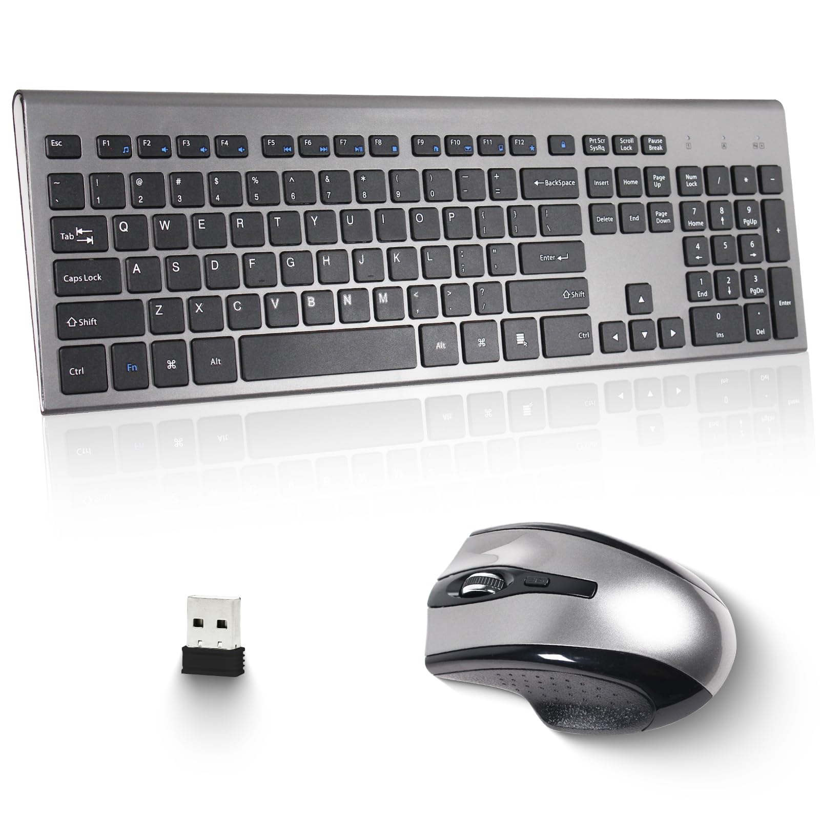 Kangrui Wireless Keyboard And Mouse Combo 17 Inch Full Size 2.4G Usb Ergonomic Slim Silent Wireless Keyboard And Silent Wireless