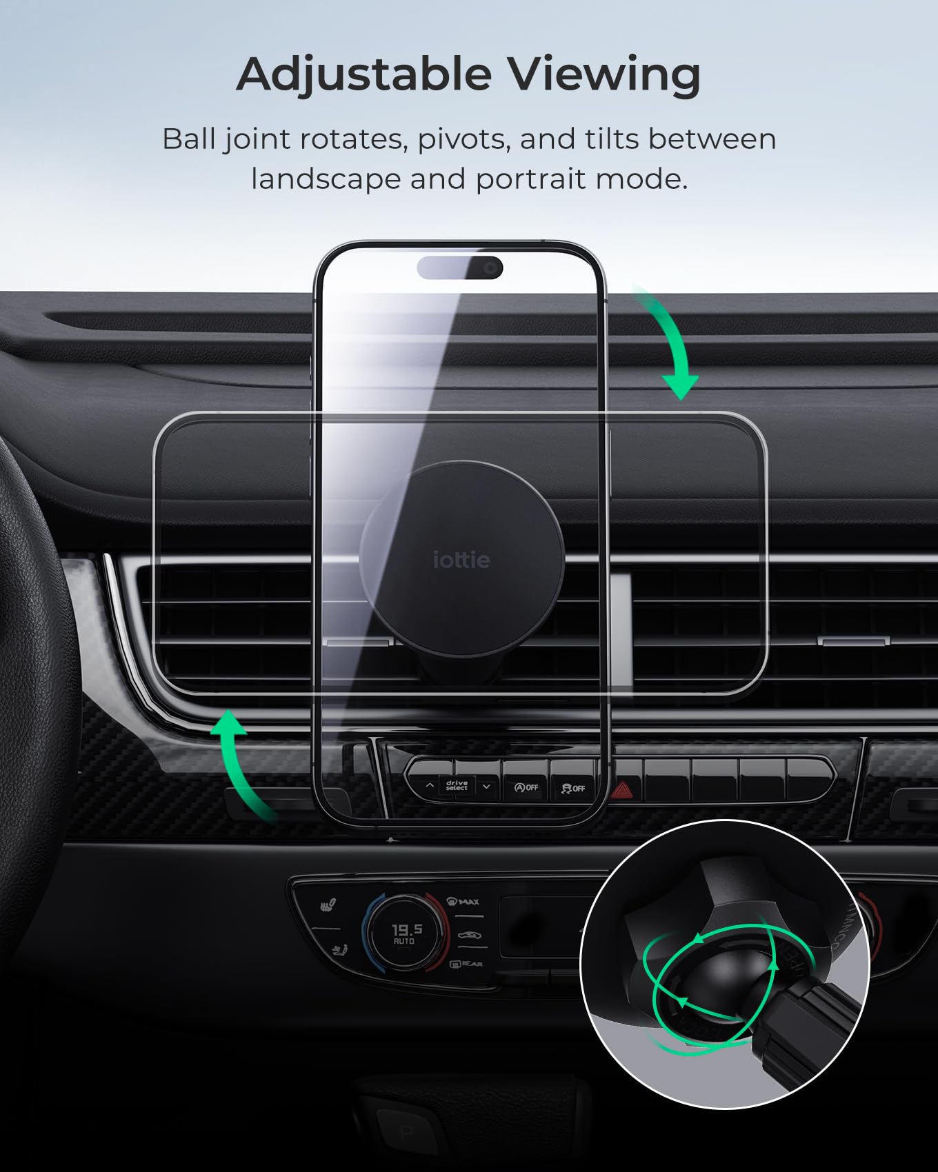 Iottie Itap 3 Magnetic Air Vent Car Mount Phone Holder With Magnetic Ring Adapter. Compatible With Magsafe, Iphone, And Android