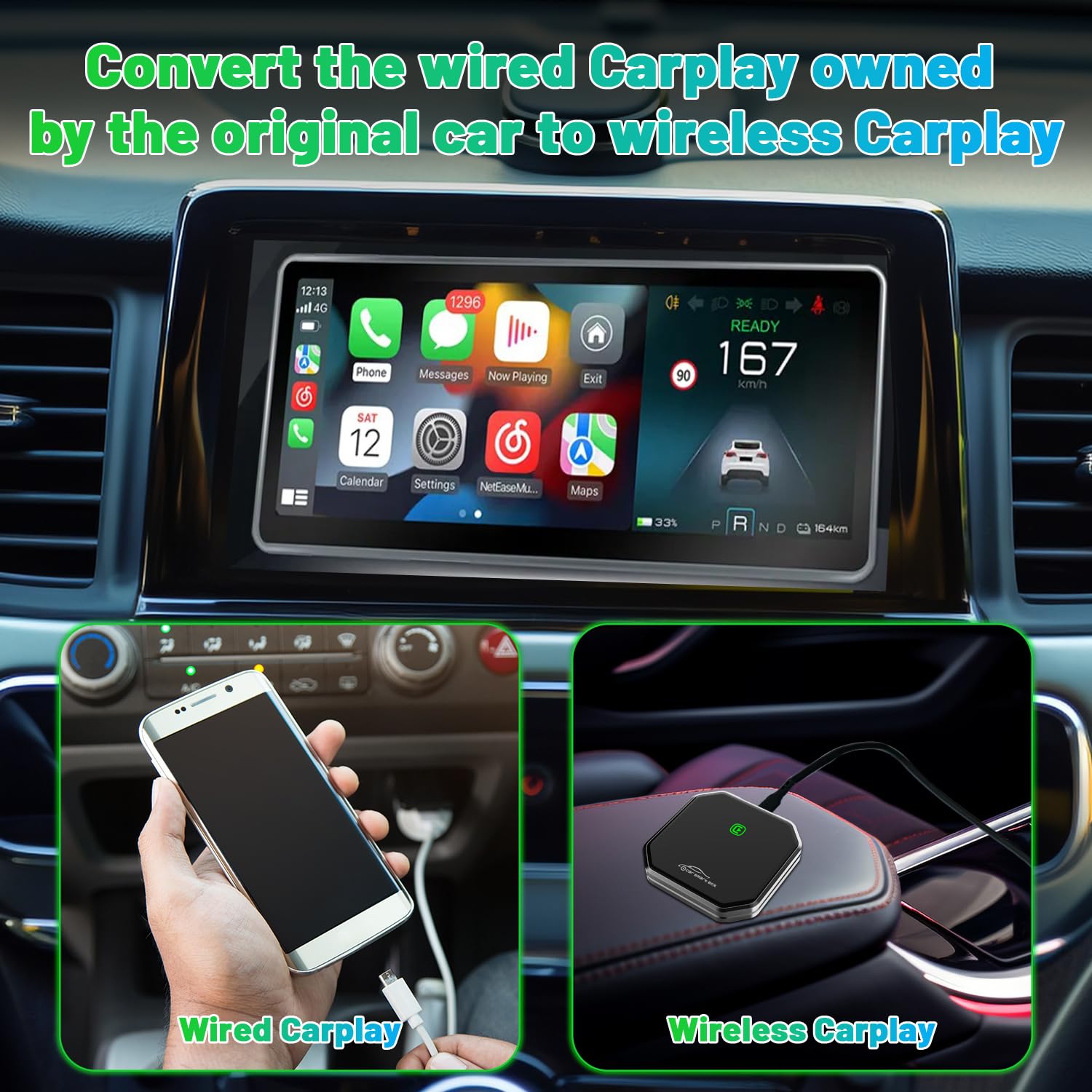 Suitable For Converting Factory Car Wired Carplay To Wireless Carplay,Wireless Carplay Adapter,Plug And Play,No Installation Req