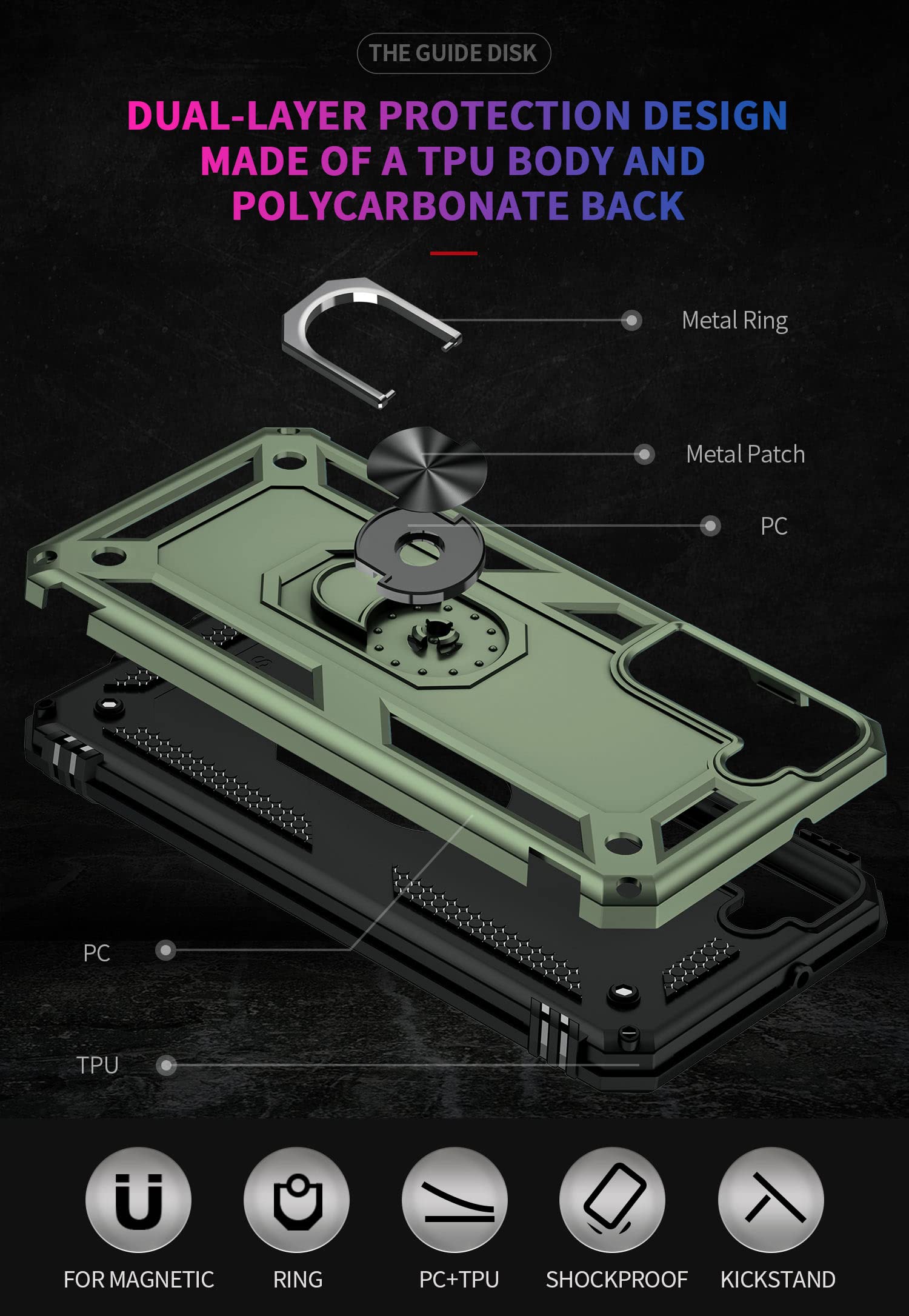 Addit Phone Case For Samsung S22 Case Samsung Galaxy S22 Phone Case, Military Grade, Heavy Duty, With Ring Holder Stand, Support