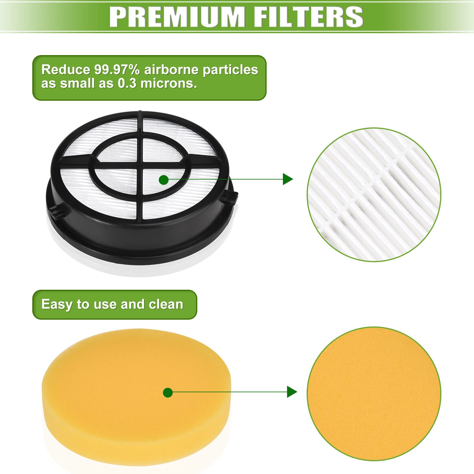 2Pack 1650 Filter Replacement For Bissell Pet Hair Eraser Turbo Upright Vacuum Model 1650A,1650C, 16501, 16507, 16508, 16502, 16