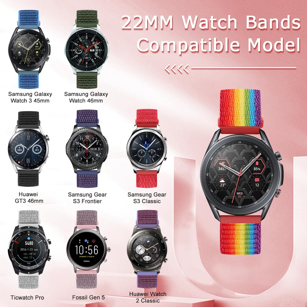 Avod 22Mm Nylon Sport Quick Release Replacement Bands Compatible With Samsung Galaxy Watch 3 45Mm/Galaxy Watch 46Mm/Gear S3 Fron
