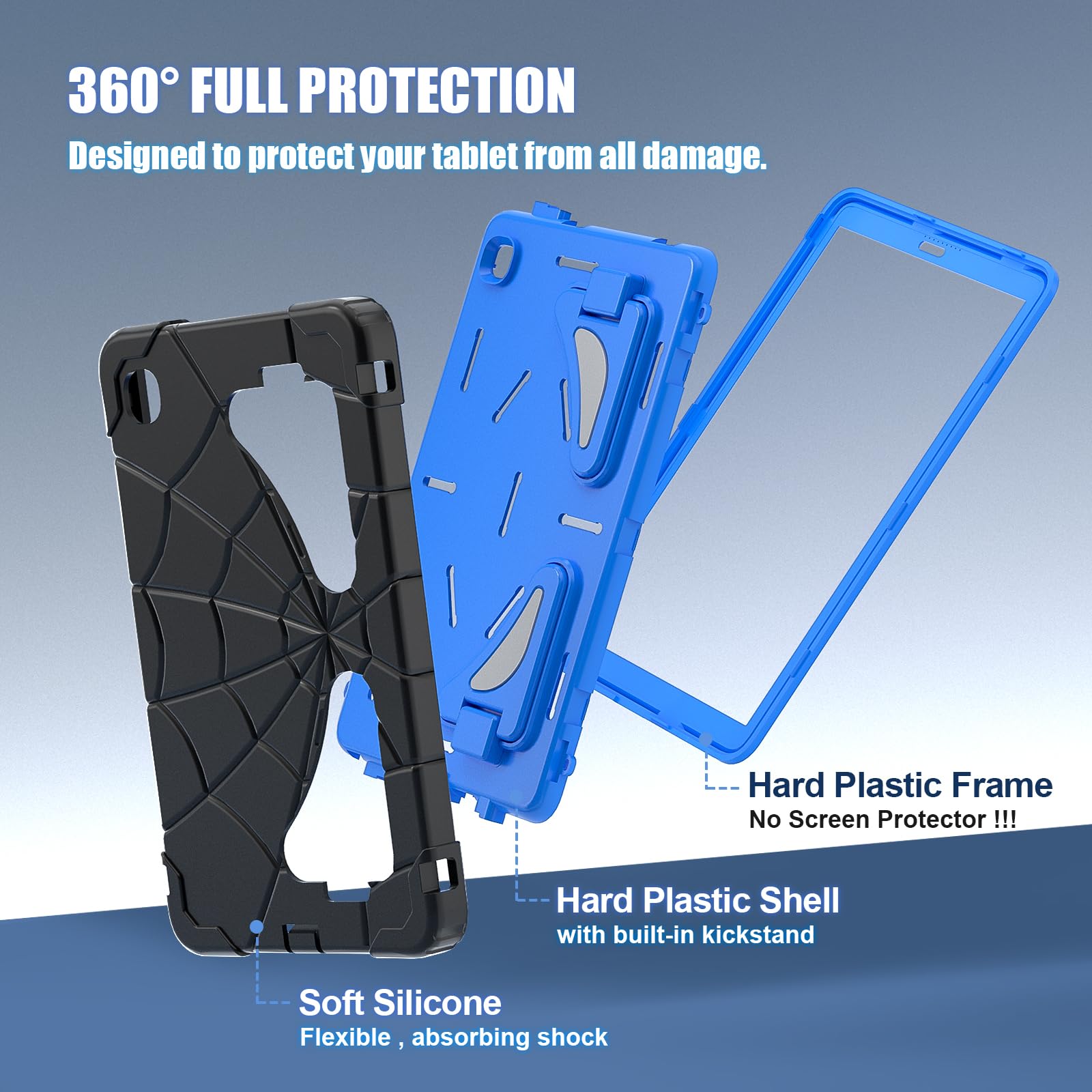 Kezigud Shockproof Kids Case For Galaxy Tab A7 Lite 8.7 Inch (Sm T220/T225), Heavy Duty Rugged Tough Silicone With Multi Angle S