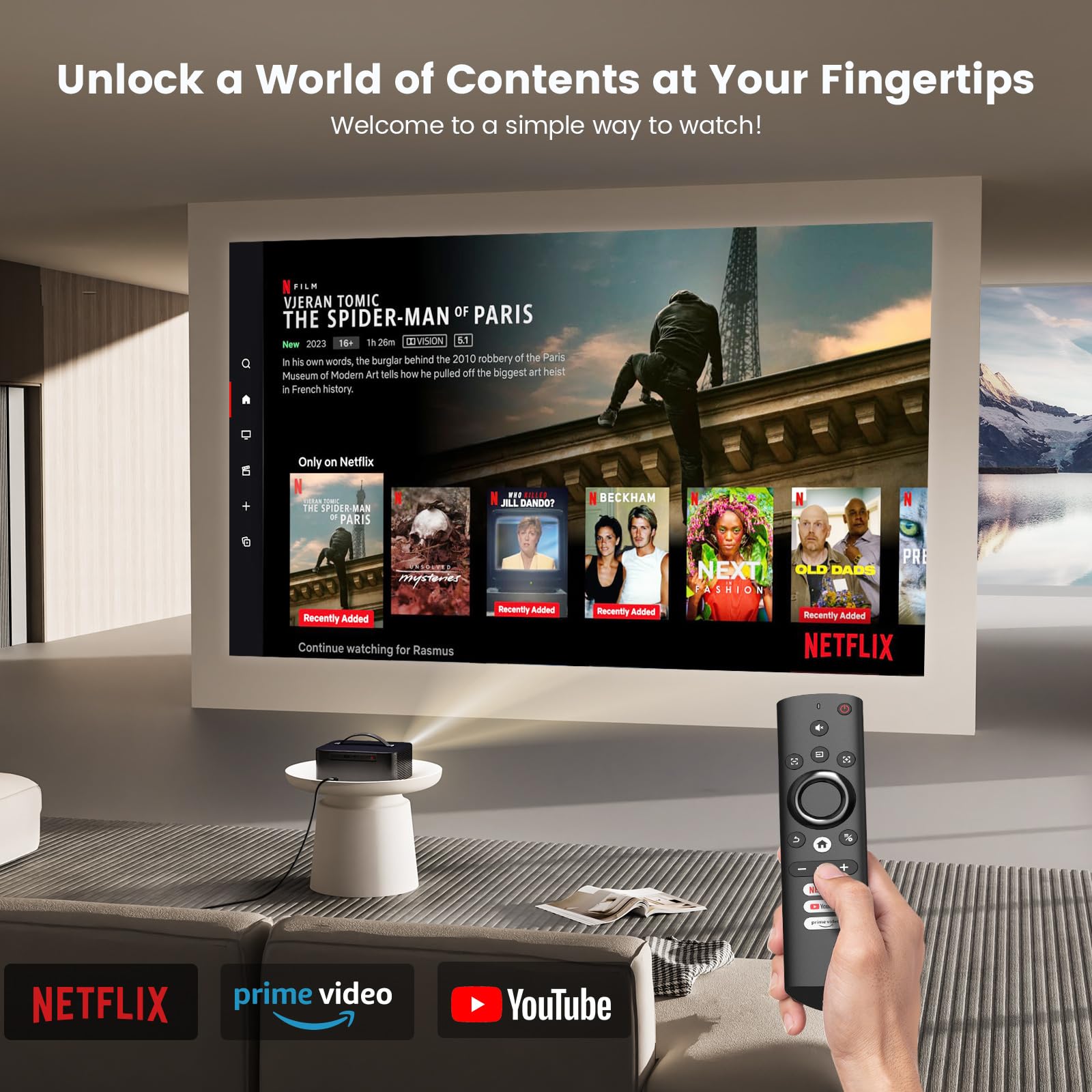 [Netflix Licensed/Dolby Audio]Outdoor Projector 4K With Wifi 6 And Bluetooth,Onoayo 800Ansi Native 1080P Portable Projector,Buil