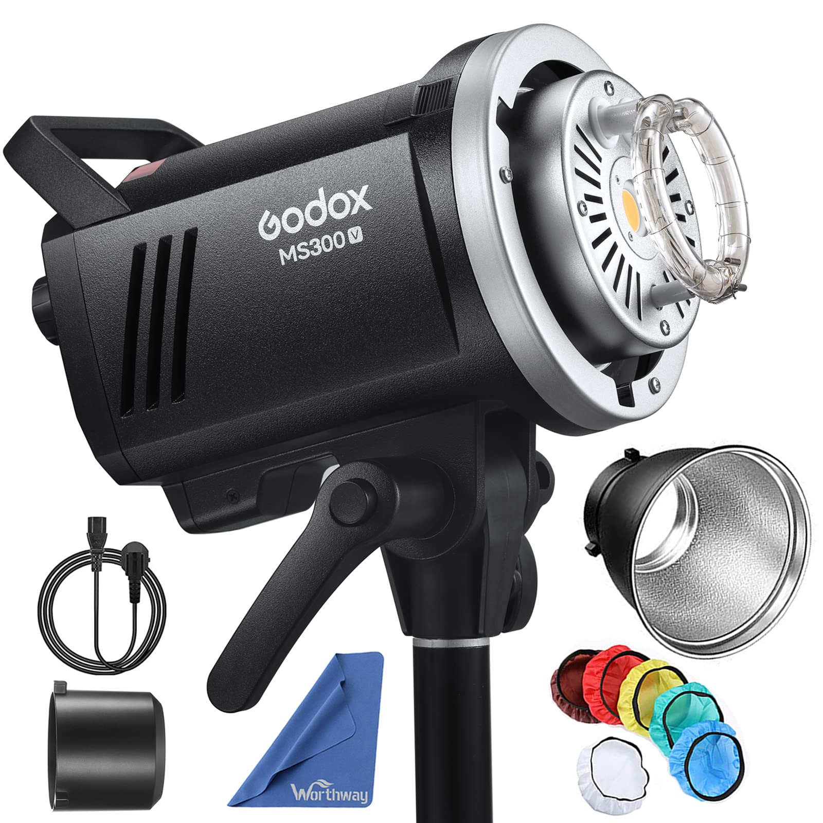 Godox Ms300V Ms300 V Compact Studio Strobe Flash Light   300W,Gn58 0.1 1.8S Recycle Time,2.4G X System,Bowens Mount Led Modeling