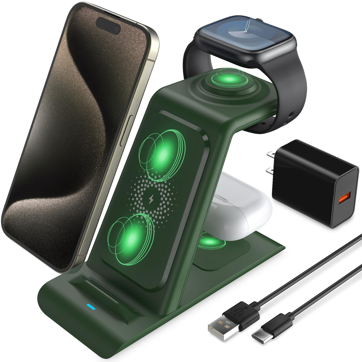 Hatalkin 3 In 1 Wireless Charging Station Compatible For Apple Products Multiple Devices Charger For Apple Watch Ultra 10 9 8 7