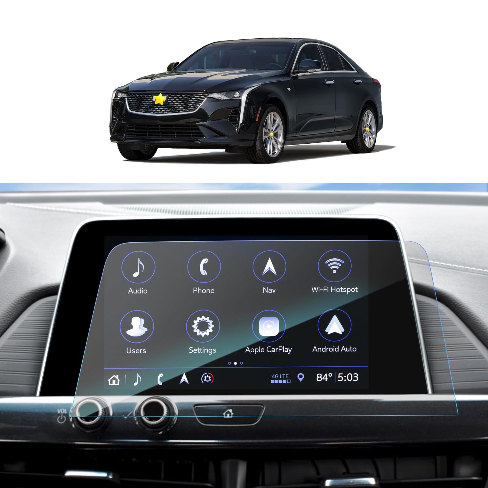 Sktu Screen Protector For 2020 2021 2022 2023 2024 2025 Cadillac Ct4 8 Inch Display 2024 2025 Ct4 Accessories Tempered Glass 9H Hardness Hd Clear