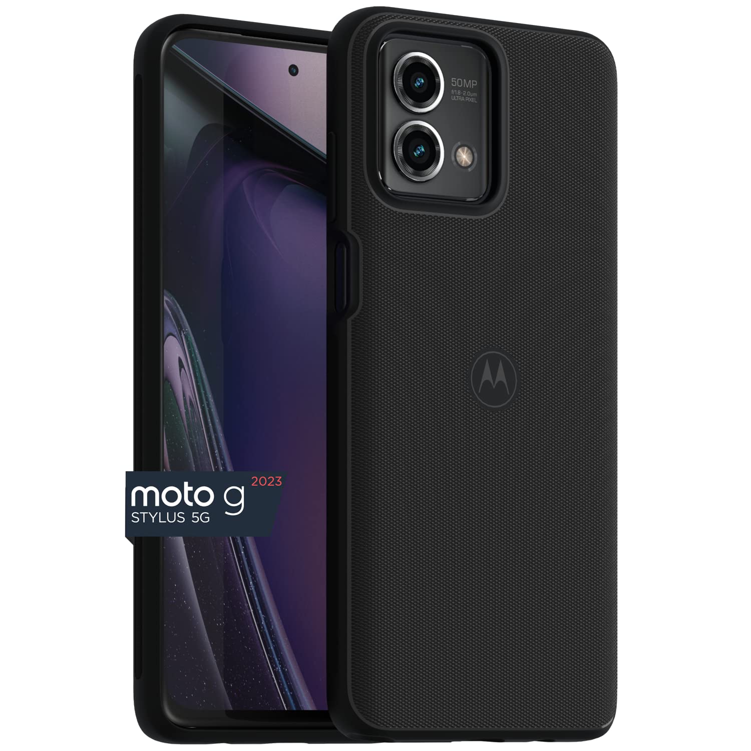 Motorola Moto G Stylus 5G (2023) Textured Protective Case  Black   Precision Fit Shock Absorbing Cases For Enhanced Phone Grip,