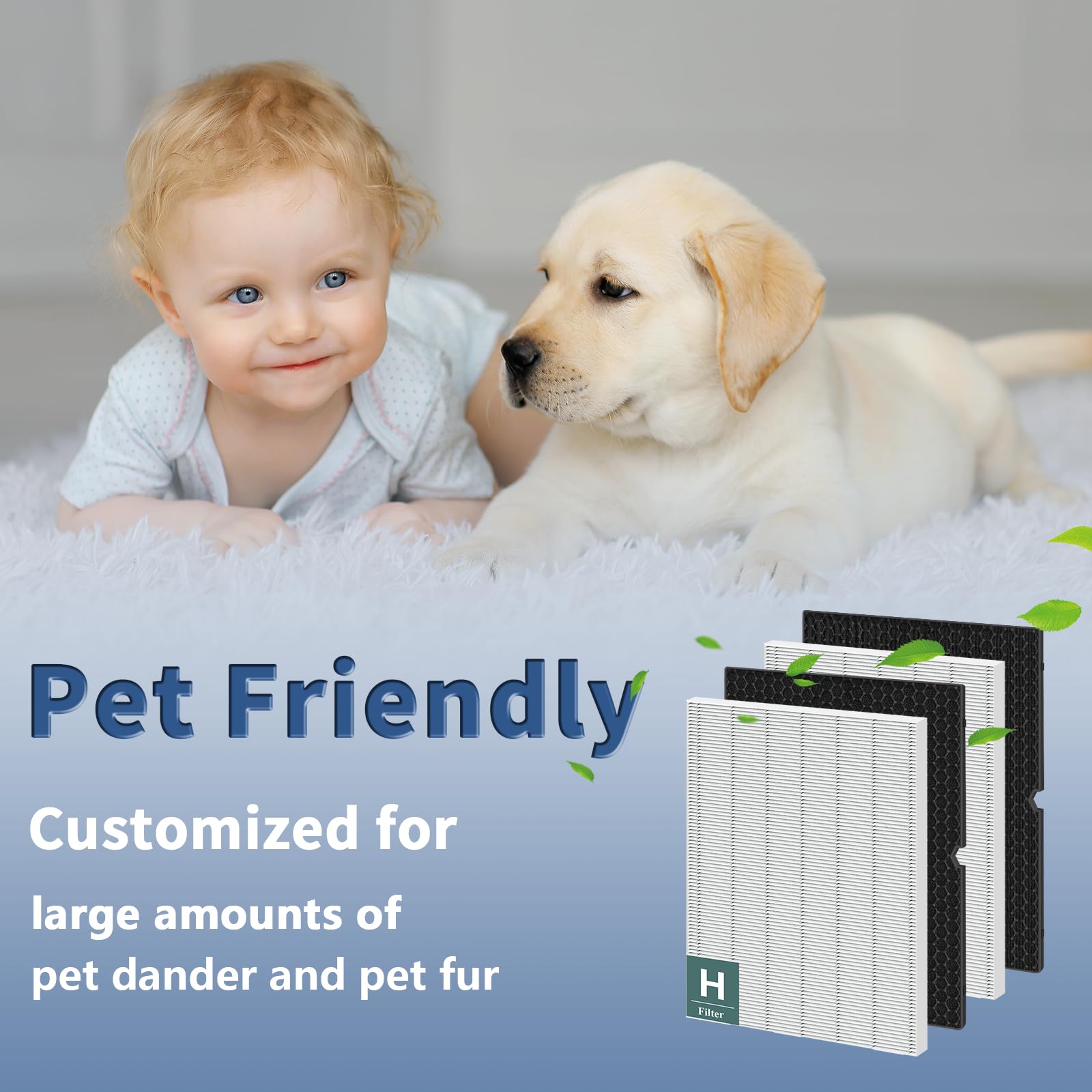 116130 Replacement Filter H For Winix 5500 2 And Am80 Air Purifier, 2 Set Hepa Filter And Activated Carbon Filter Combo Pack