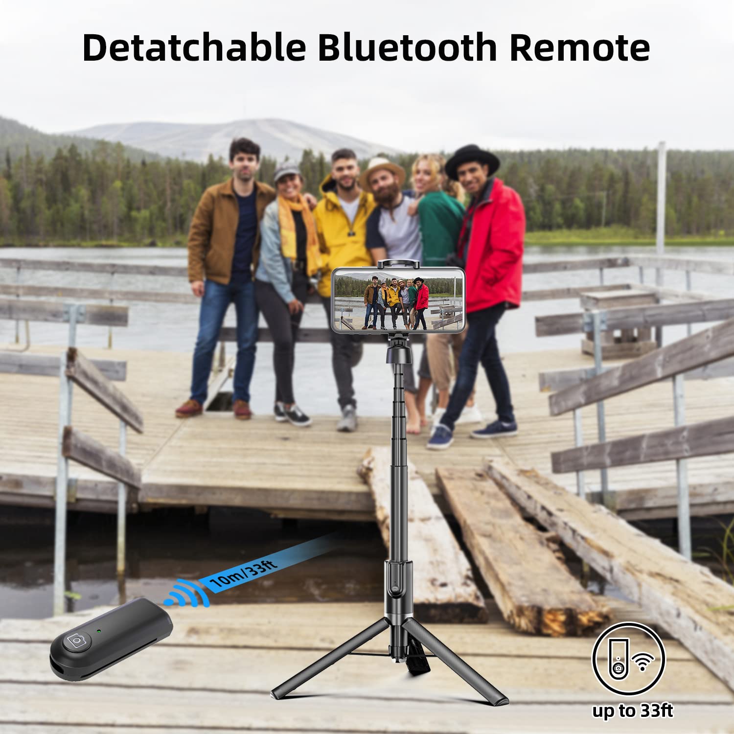 Selfie Stick Tripod For Iphone, Cell Phone Stand For Recording With Wireless Remote, Lightweight Tripod Stand For Iphone 13/12/1