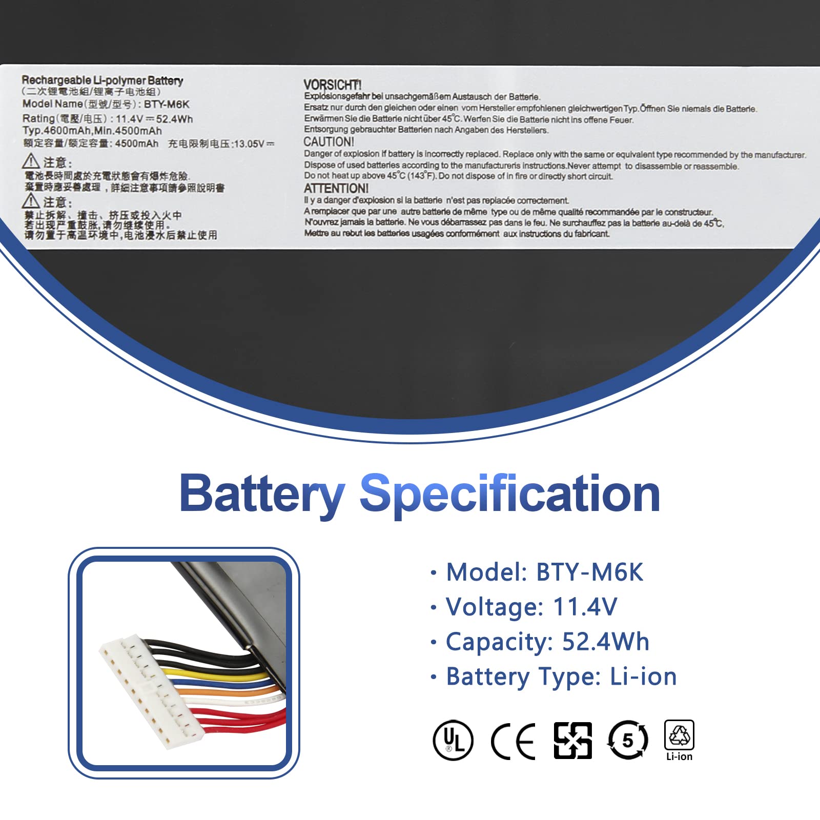 Antiee Bty M6K Laptop Battery Compatible With Msi Gs63Vr 7Rg Stealth Pro,Gf63 Thin 8Rb 8Rc 8Rd 9Sc 9Scxr,Gf75 Thin 3Rd 8Sc 8Rd 8