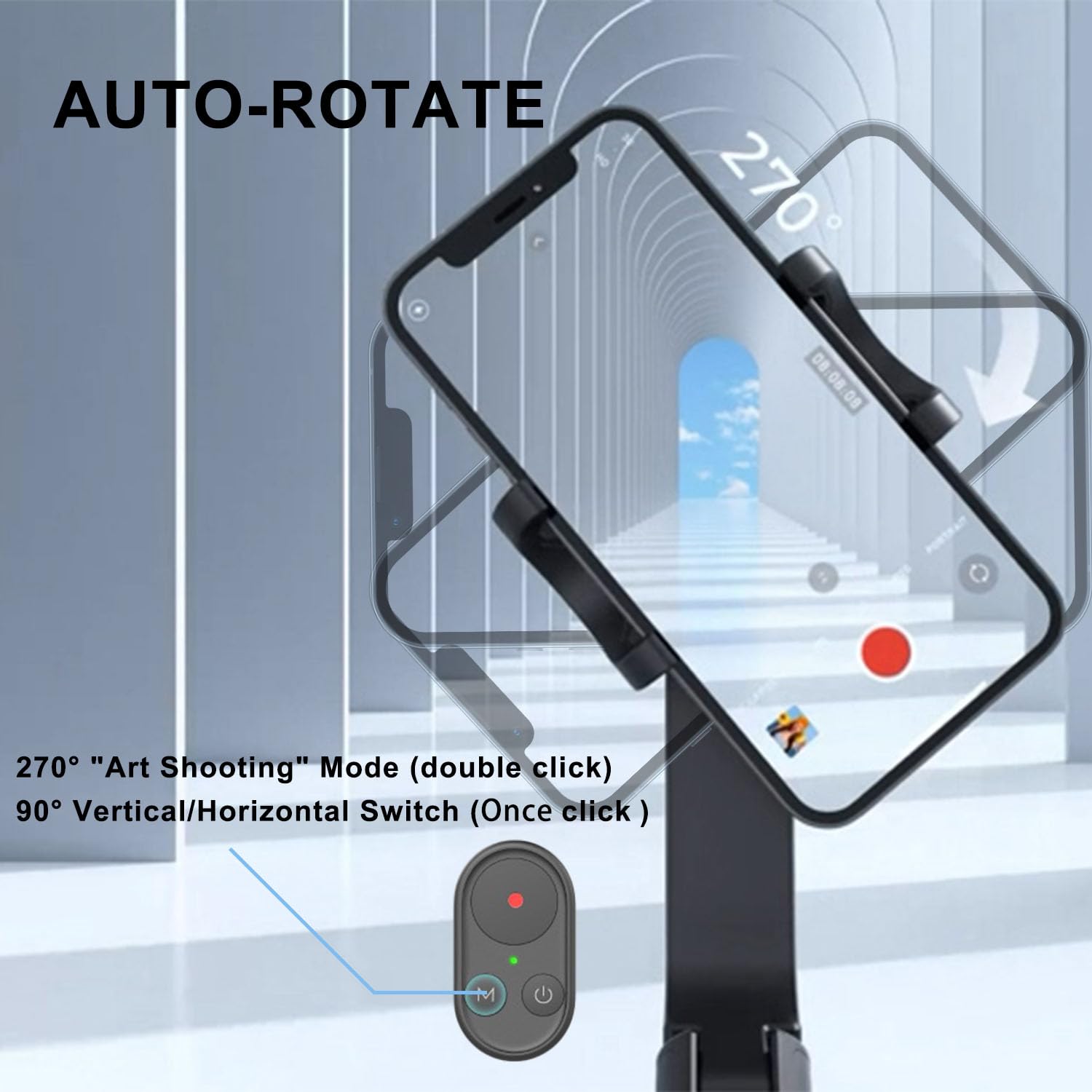 Selfie Stick Gimbal Stabilizer, Gimbled Phone Holder With Wireless Remote Tripod 1-Axis Handheld Smartphone Portable Gimbal For