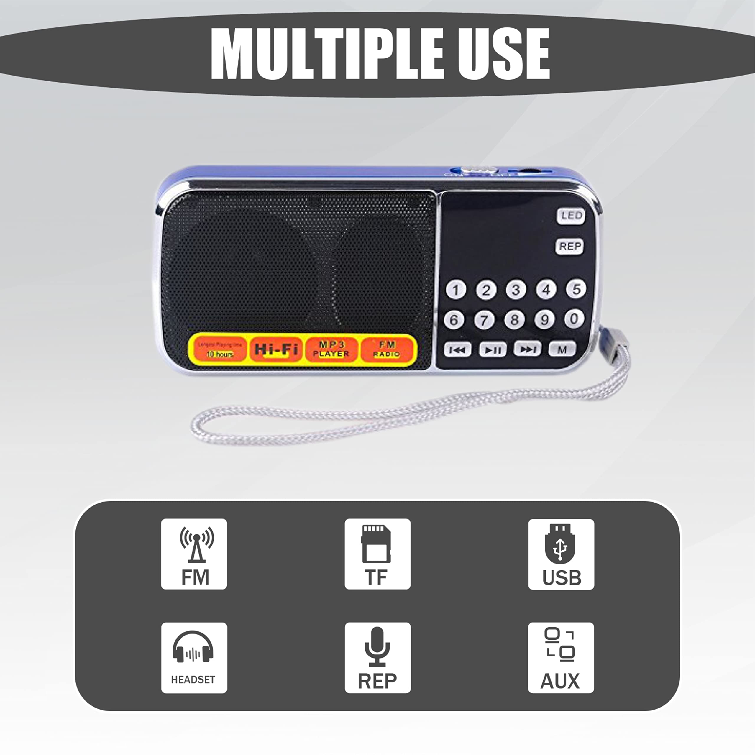 Leting Radios Portable Fm With Mp3 Speaker, Portable Radio Support Tf Card/Usb,Rechargeable Battery Powered Fm Radio,Mini Radio